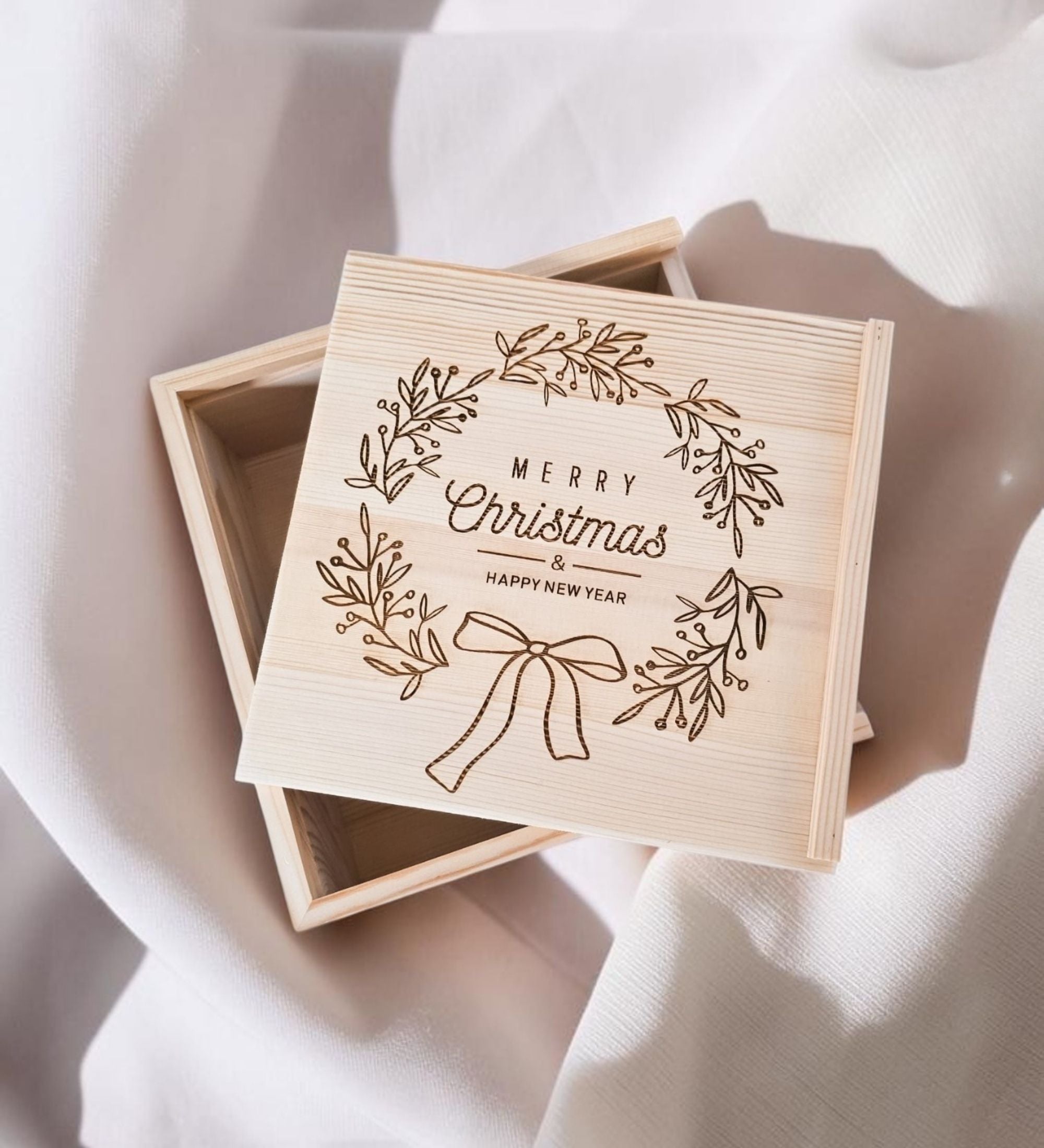 Wooden Christmas Gift Box with Slide Lid