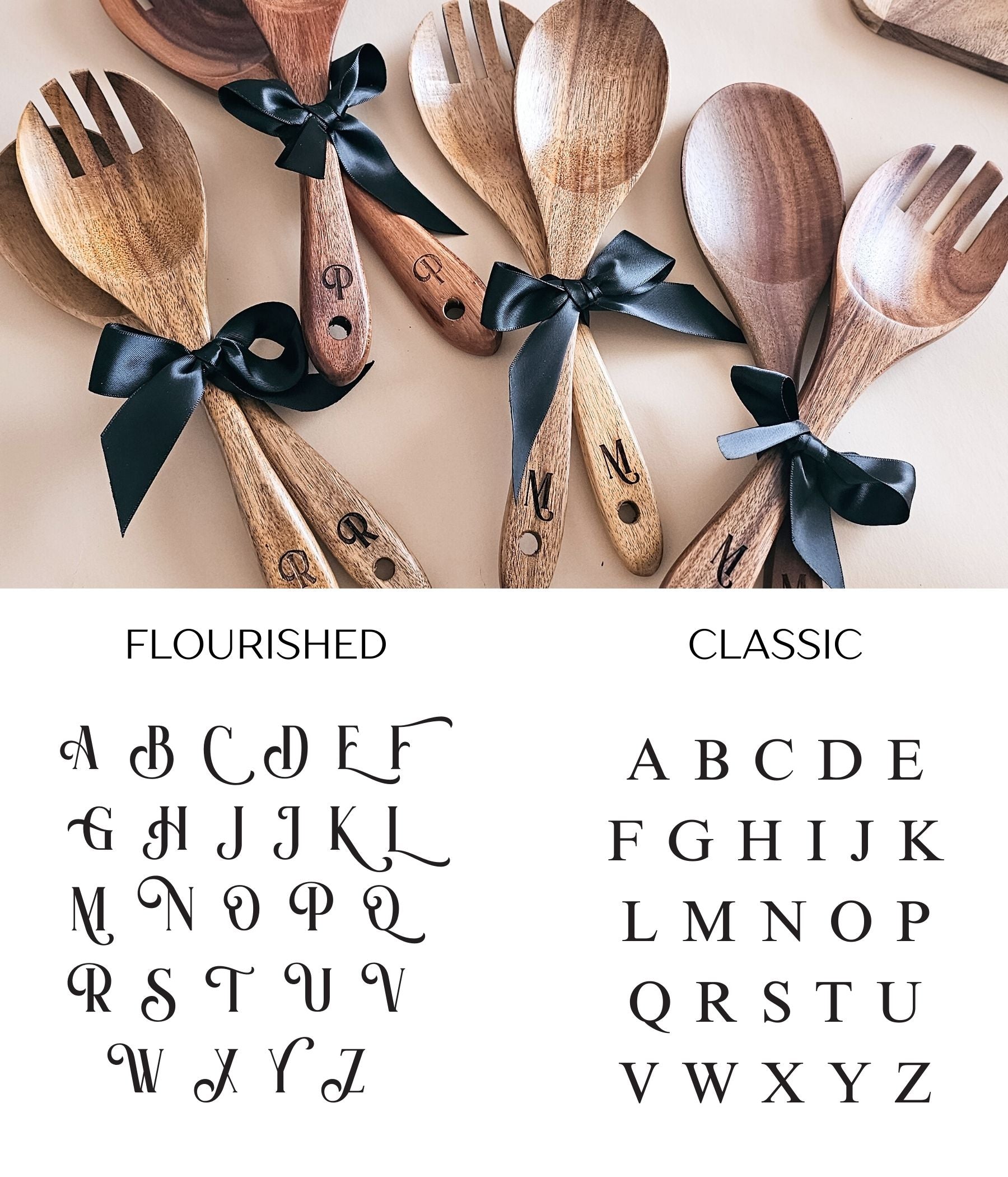 Personalized Acacia Salad Servers