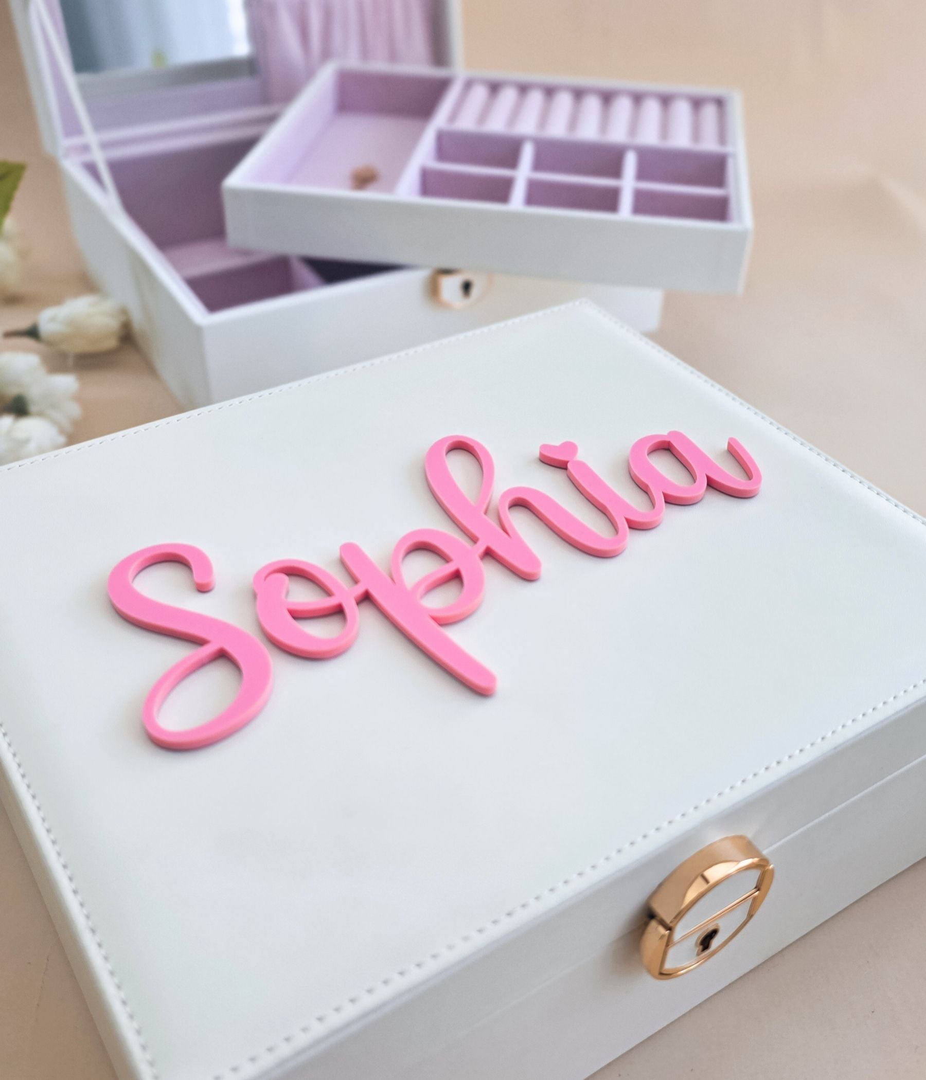 Premium White Personalized Jewelry Organizer