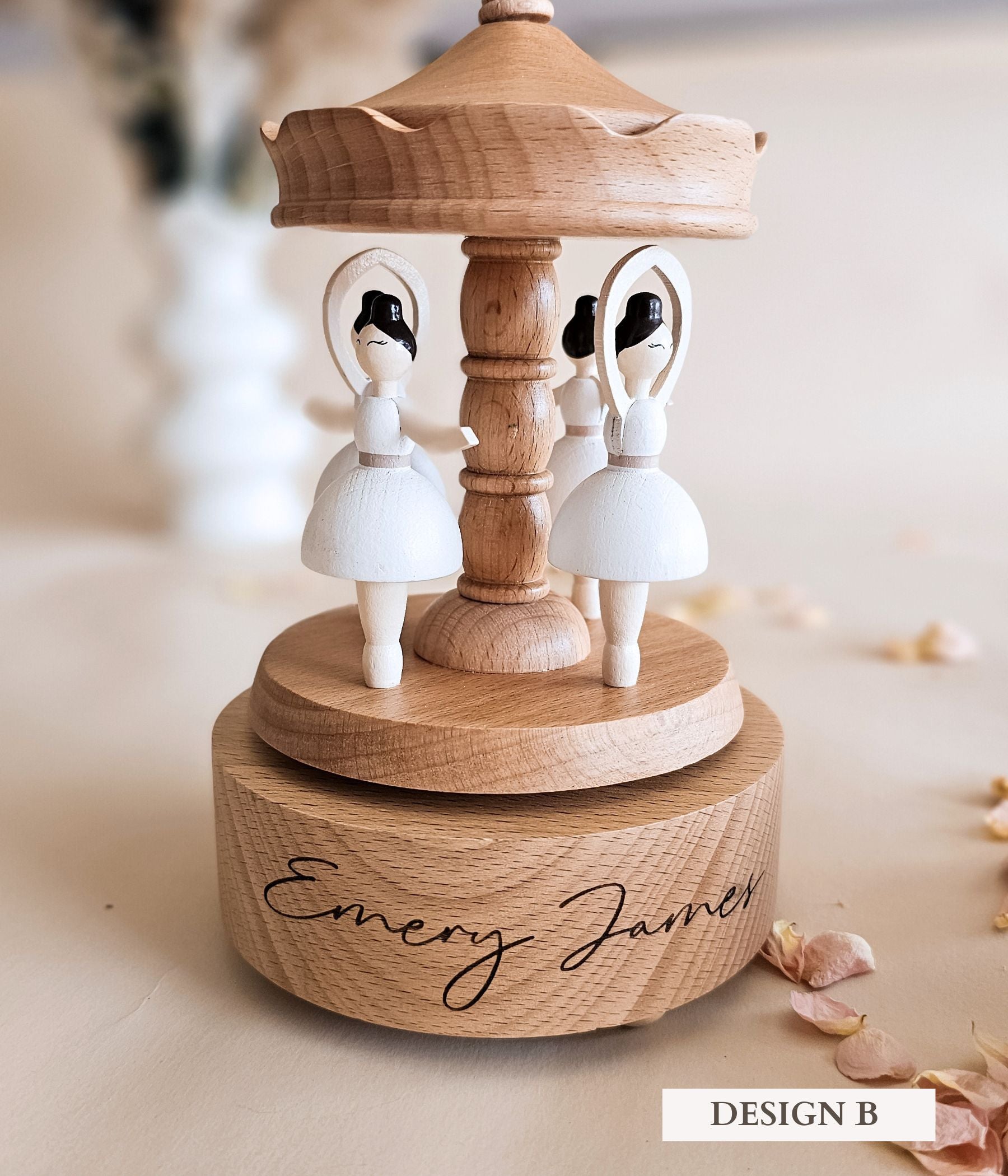 Personalized Wooden Musical Carousel Keepsake