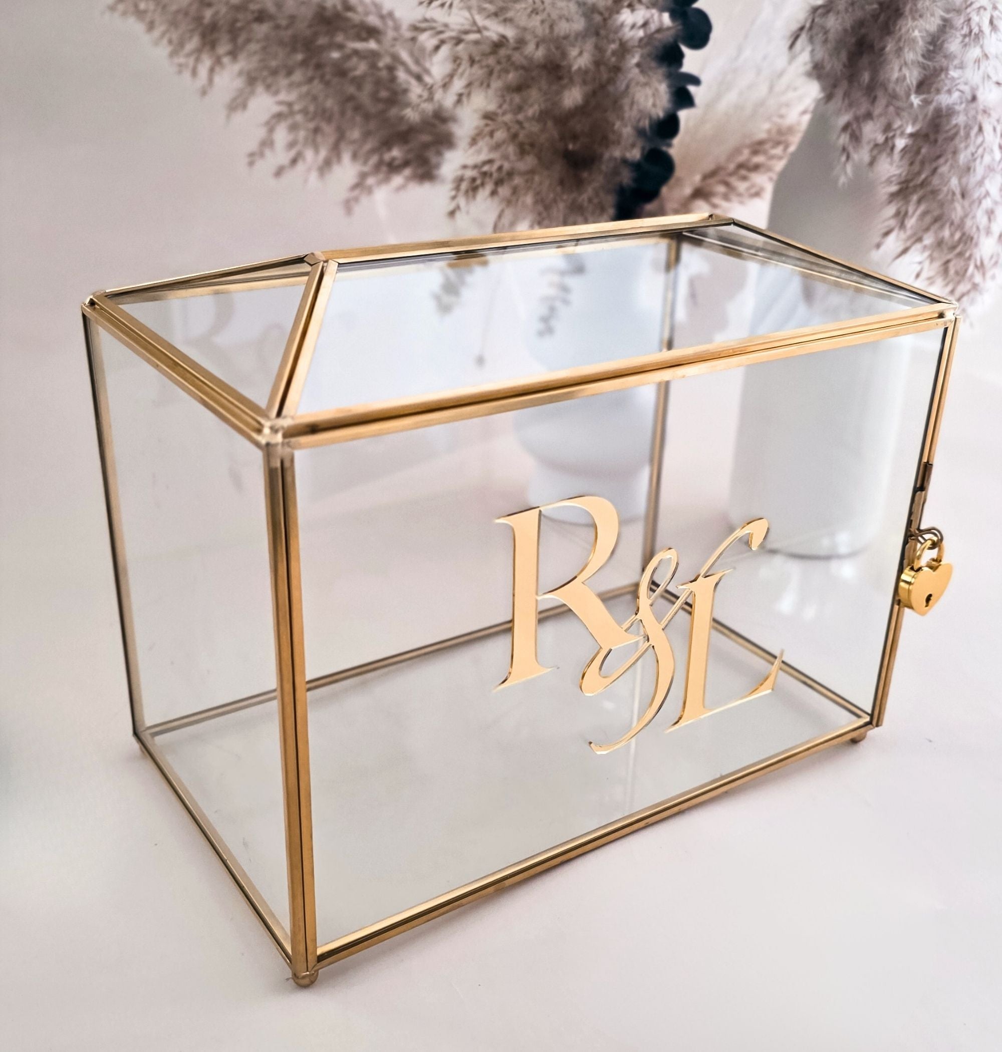 Personalized Glass Wedding Card & Photo Box