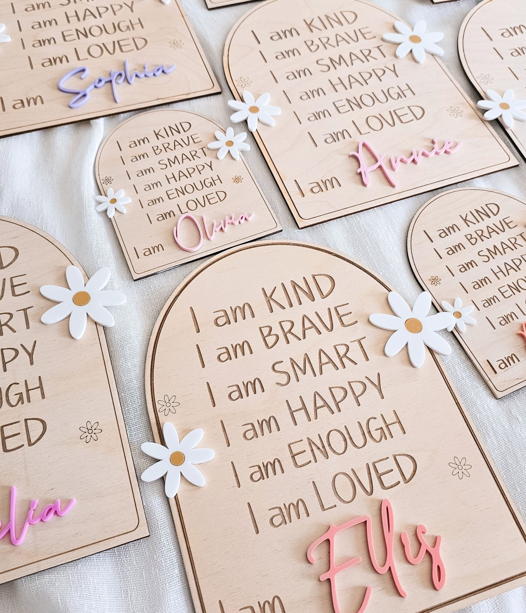 Personalized affirmation sign available in 6 inch 10 inch and 15 inch sizes for nursery or playroom wall decor