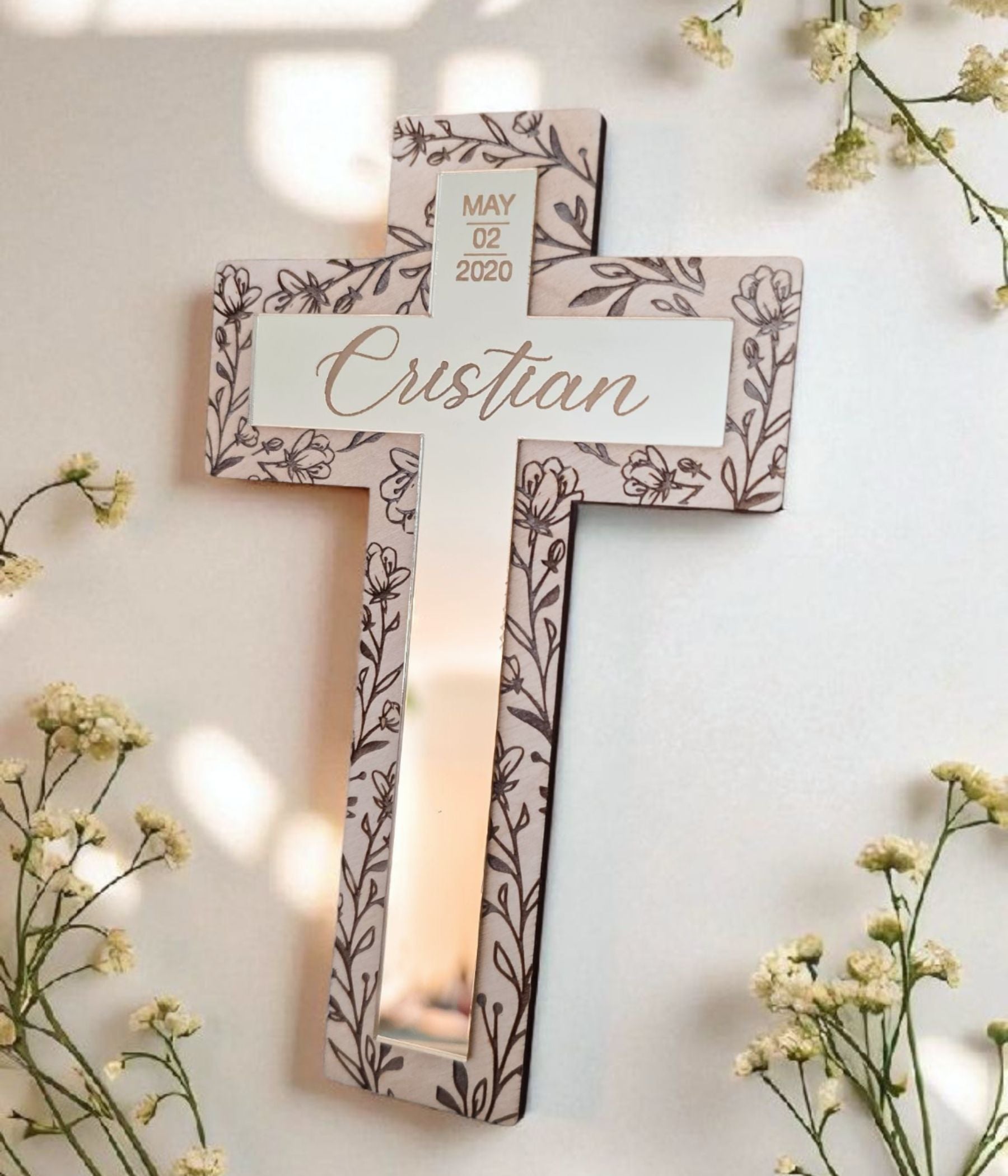 Floral Mirror Cross