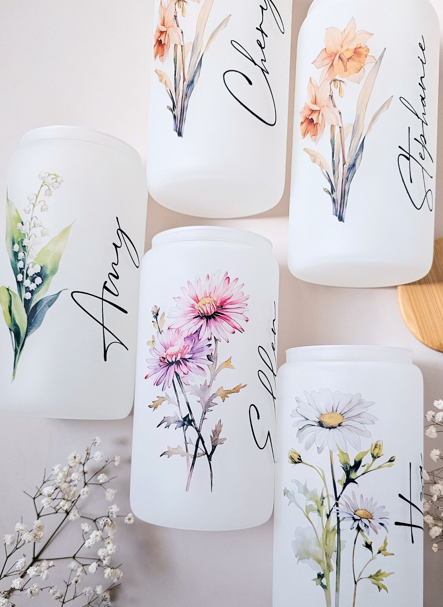 Birth Month Flower Glass Tumbler