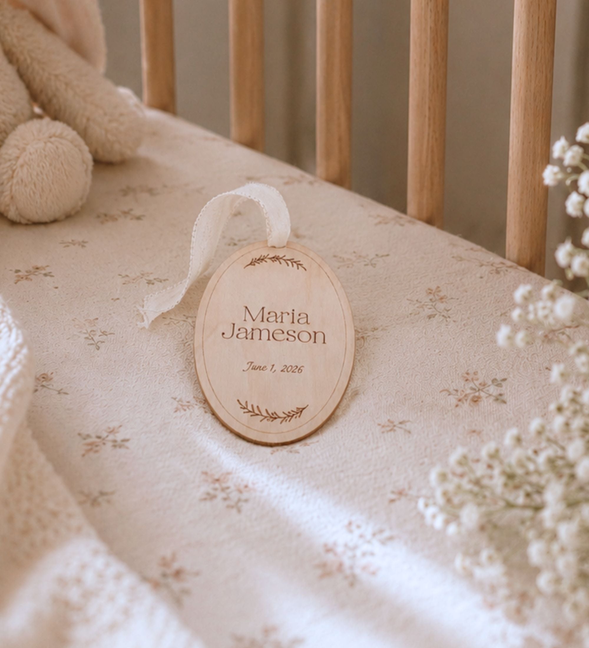 First Light - Oval Wooden Baby Ornament