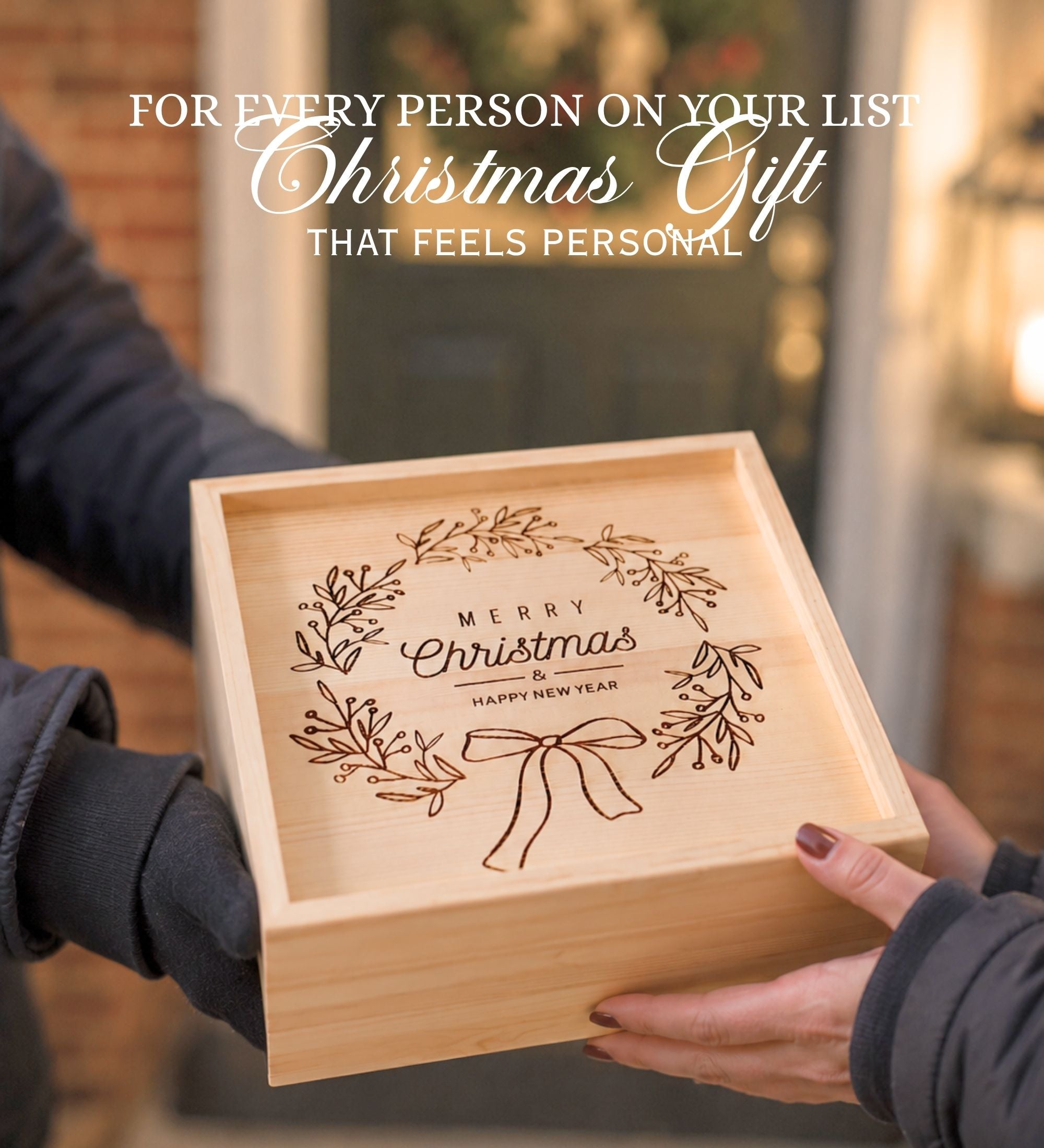 Wooden Christmas Gift Box with Slide Lid