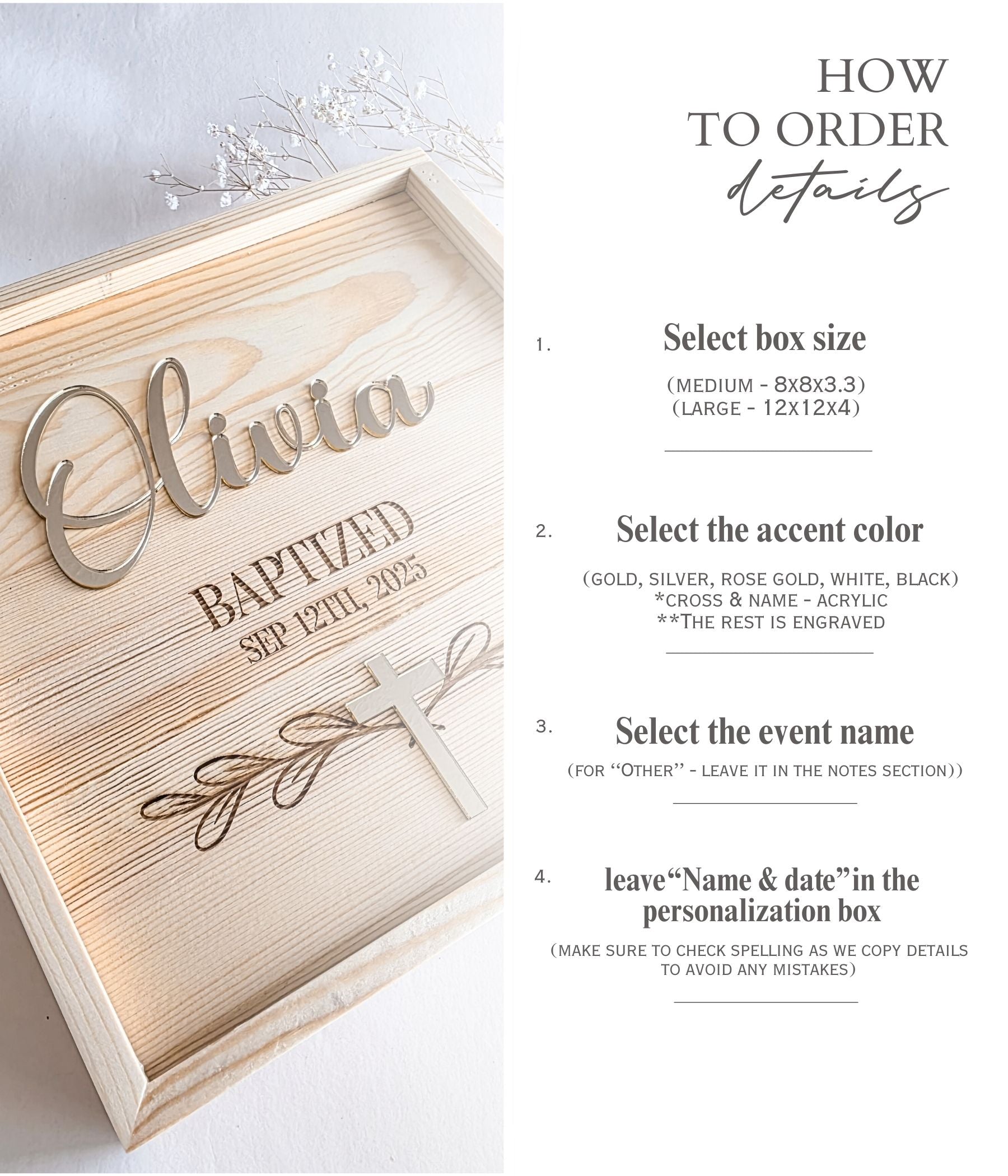 Wooden Baptism Keepsake Memory Box