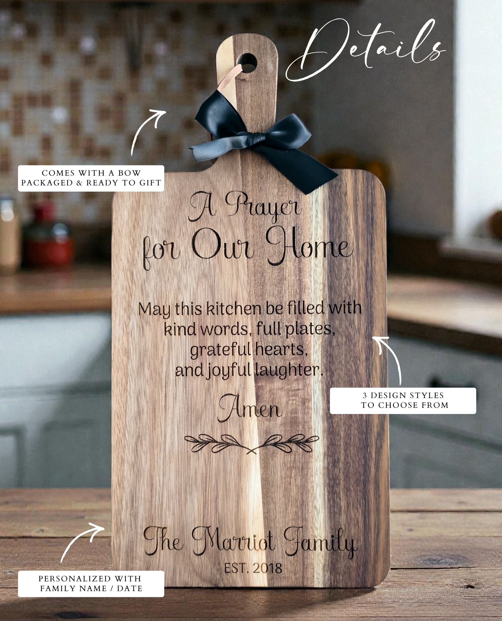 Personalized Prayer Cutting Board for Housewarming & Weddings