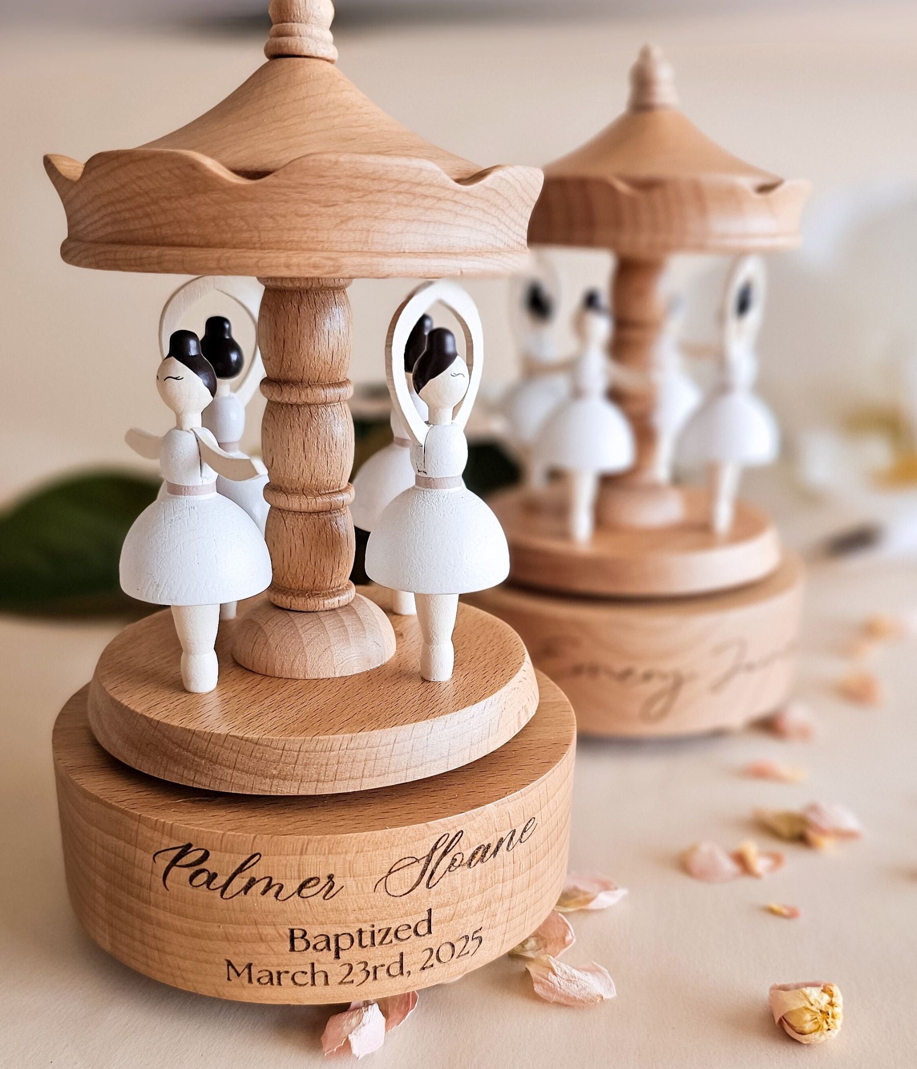 Personalized Wooden Musical Carousel Keepsake