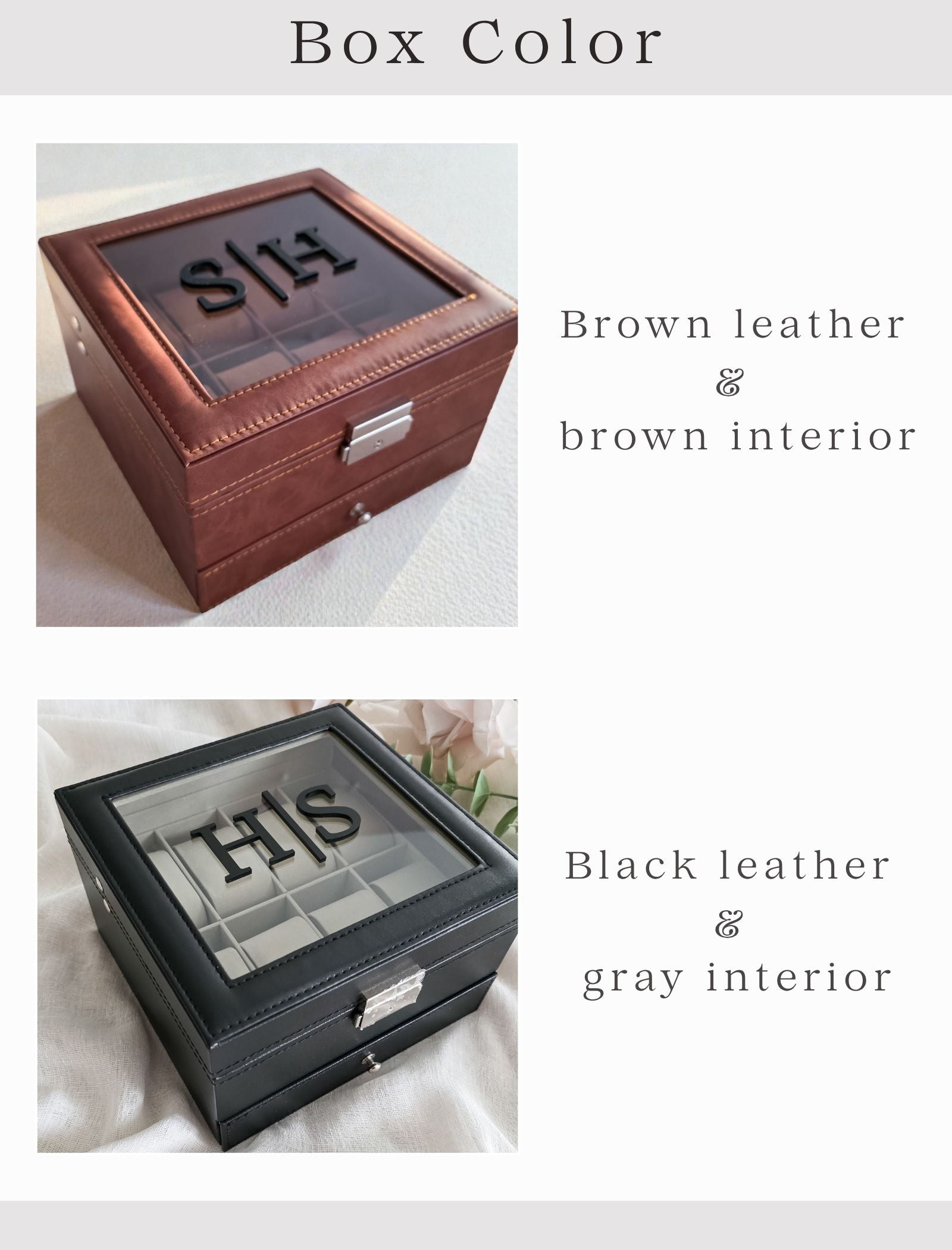 Personalized Leather Watch Box with Drawer