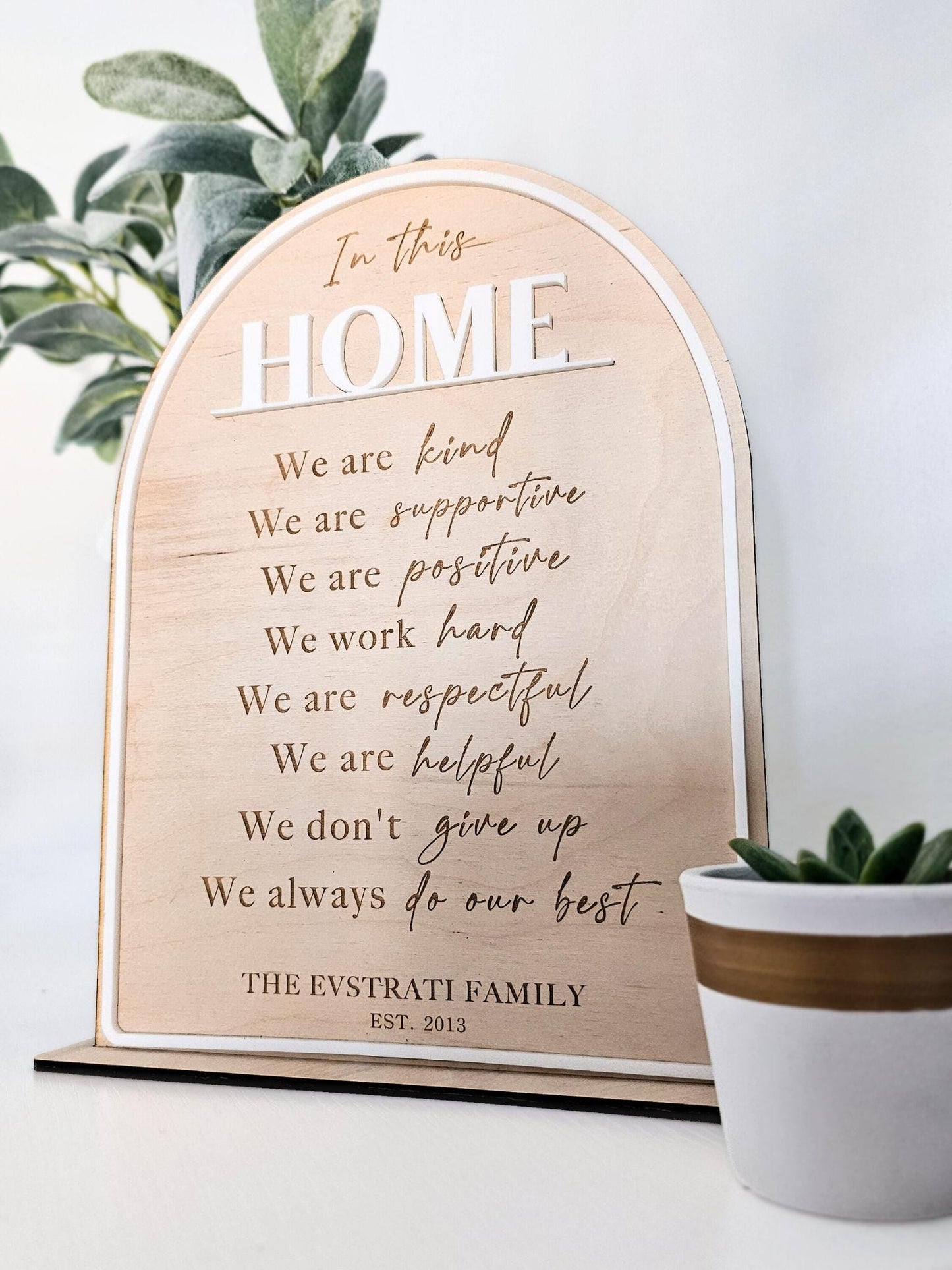 Family Name Established Wooden Sign