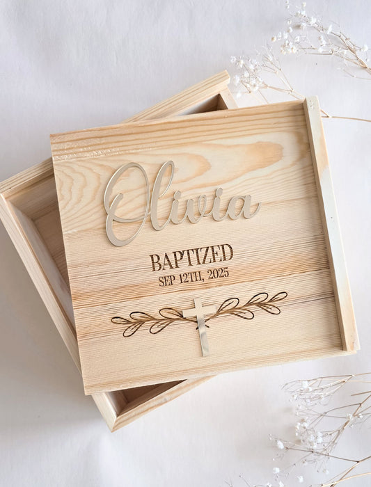 Wooden Baptism Memory Box
