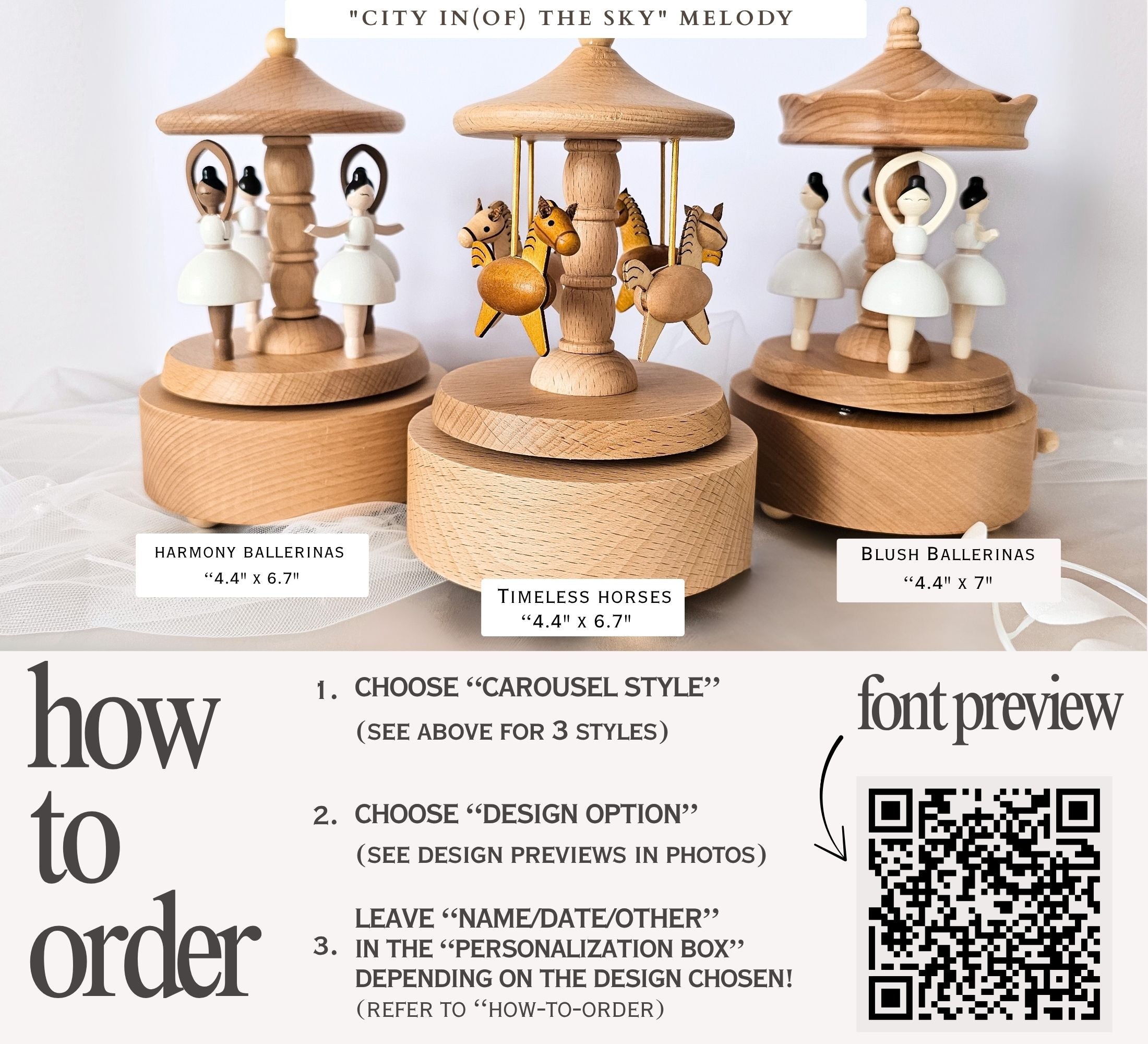 Personalized Wooden Musical Carousel Keepsake