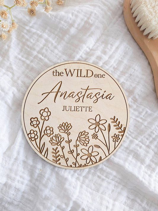 Wild One Wildflower Baby Name Sign
