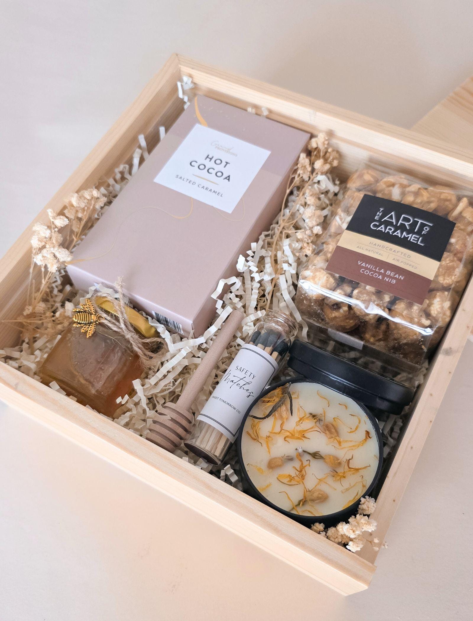 Cozy and sophisticated wooden keepsake box personalized design holiday gifting idea for corporate clients or winter appreciation