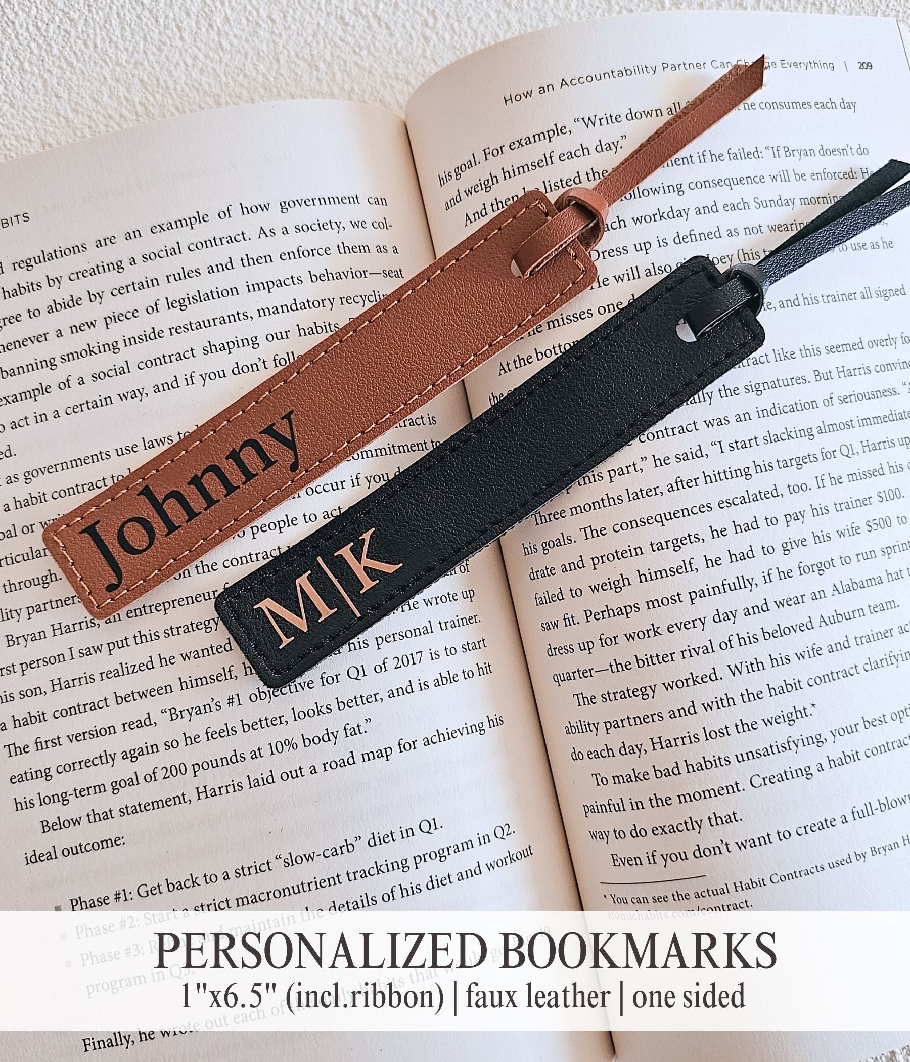 Personalized black bookmark with monogram lettering and matching tassel