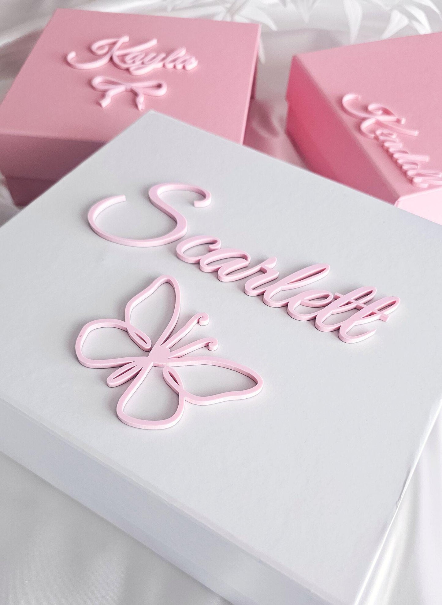 Personalized magnetic gift box with butterfly design and custom text
