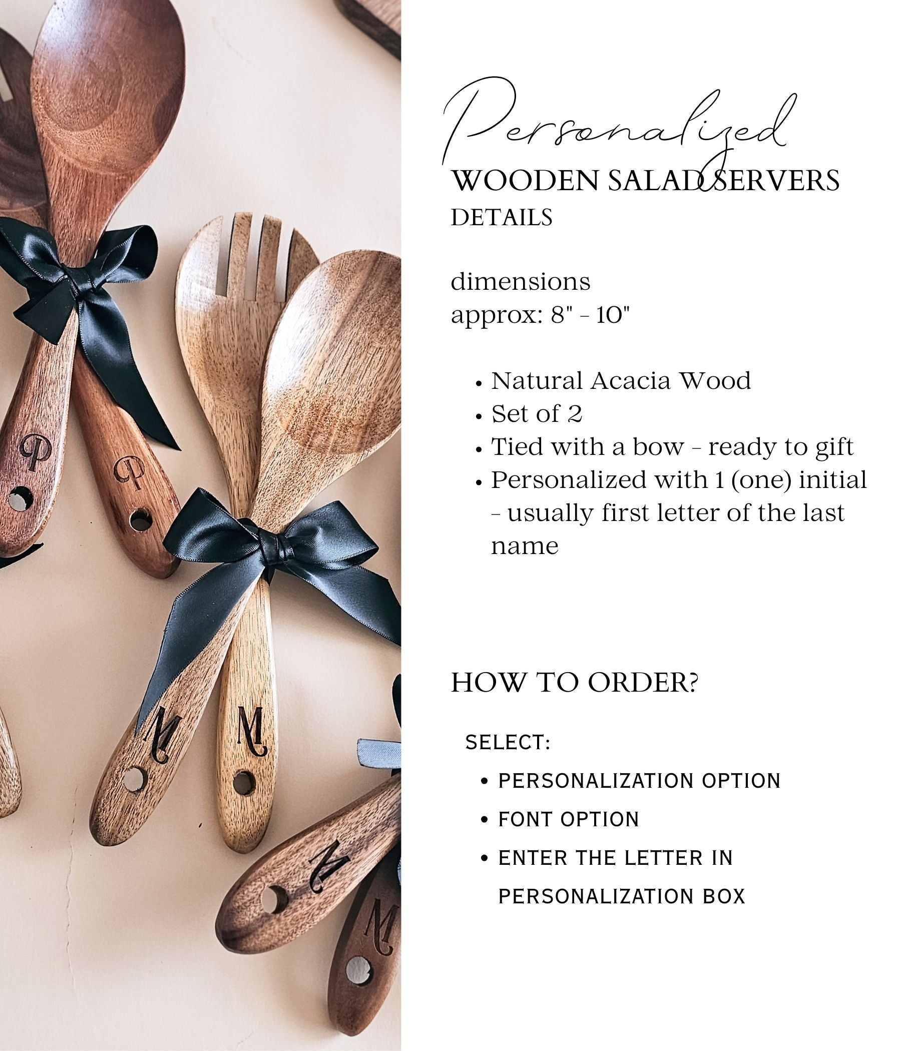 Personalized Acacia Salad Servers