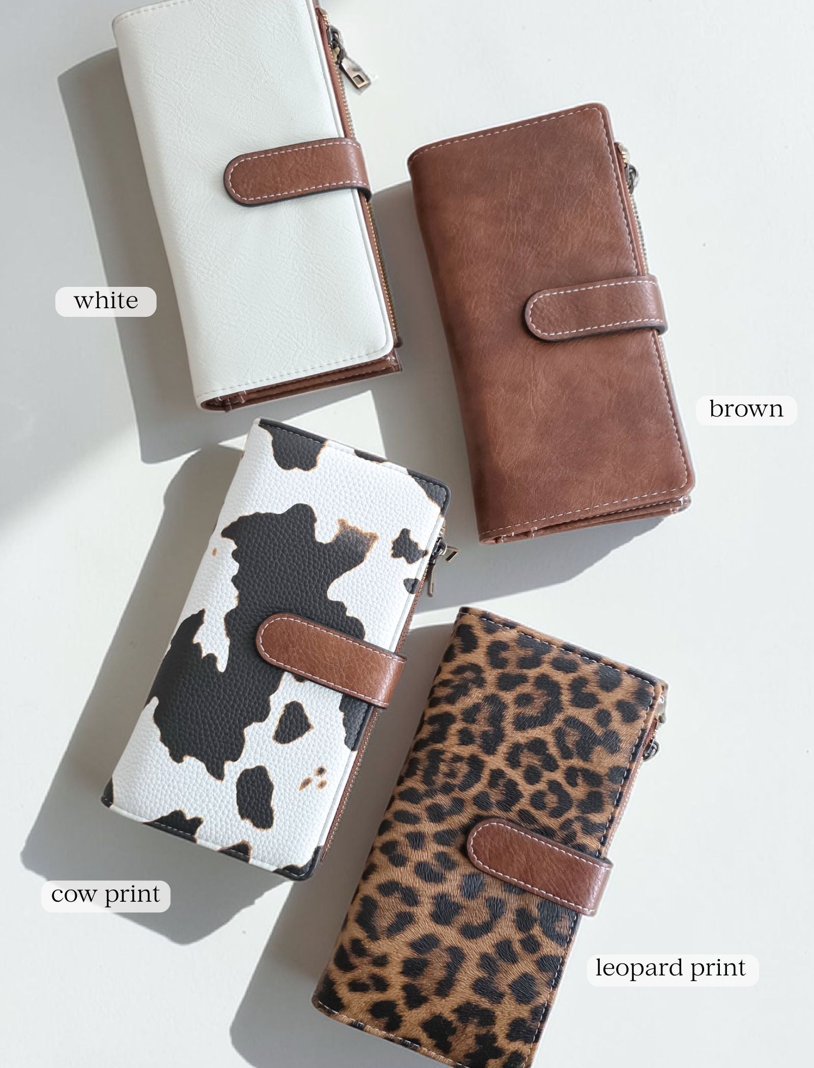 White wristlet wallet clutch with engraved name strap and roomy organizer interior