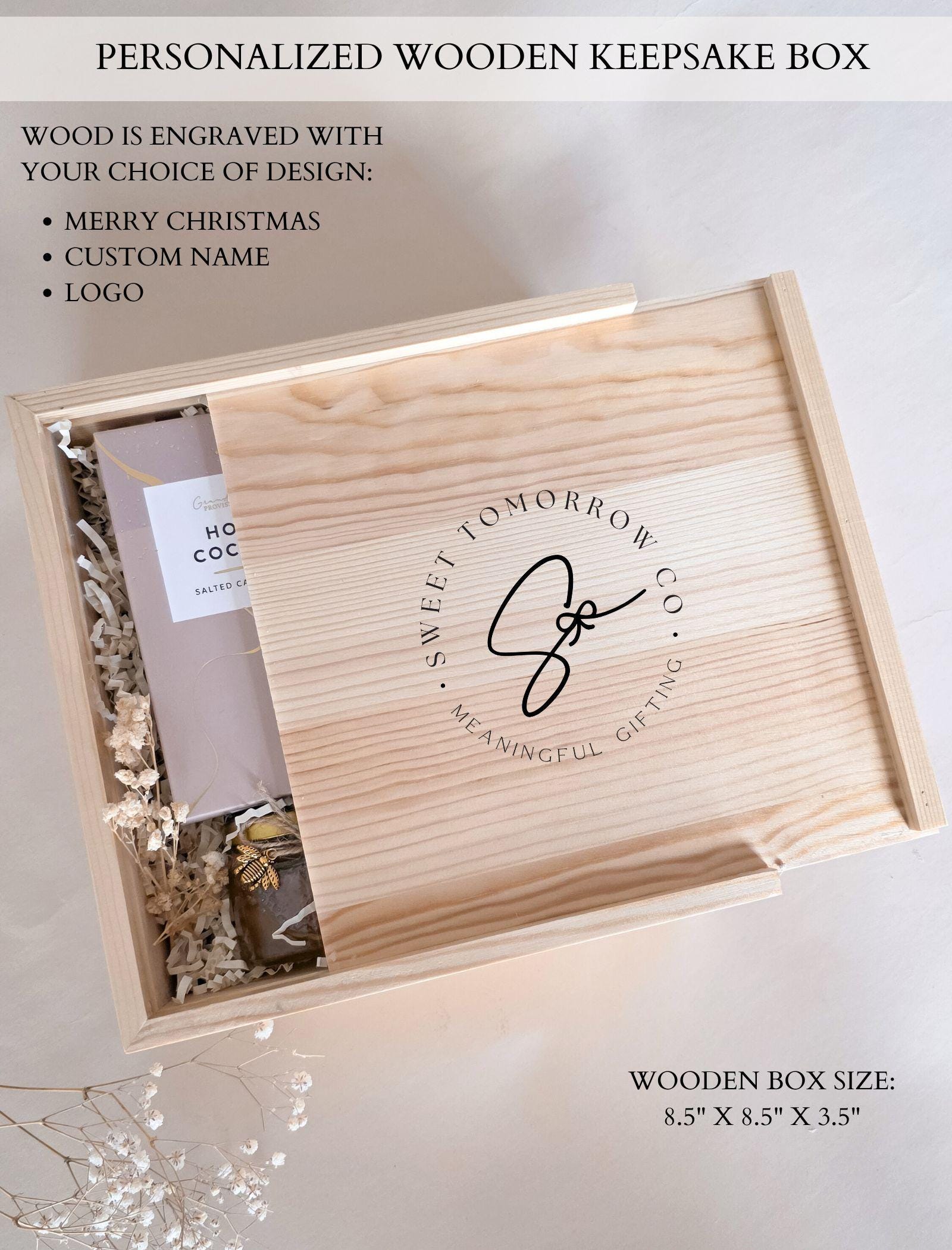 Luxury client appreciation gift box with cozy treats and relaxation accents