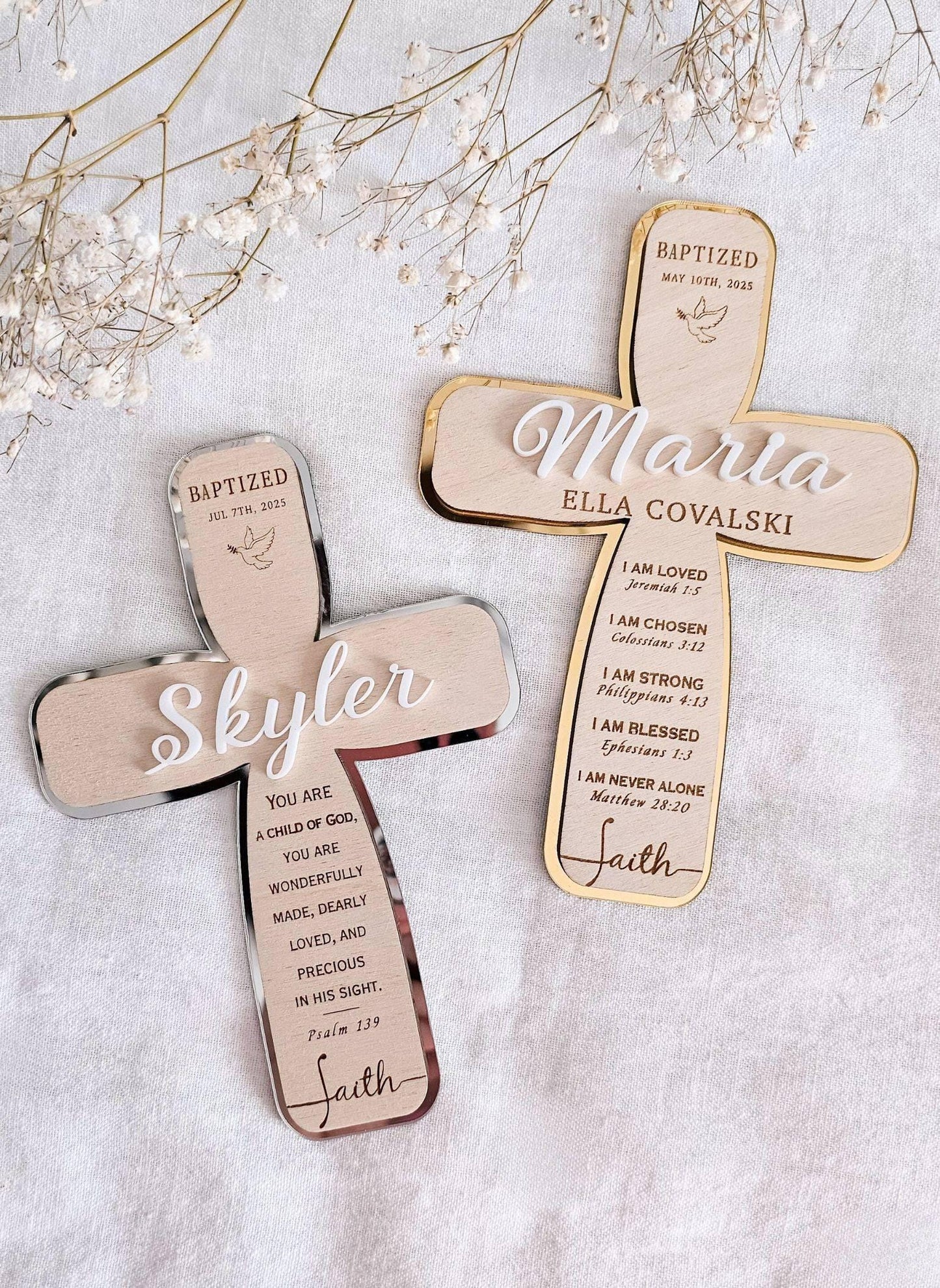 Custom Baptism Mirror Cross