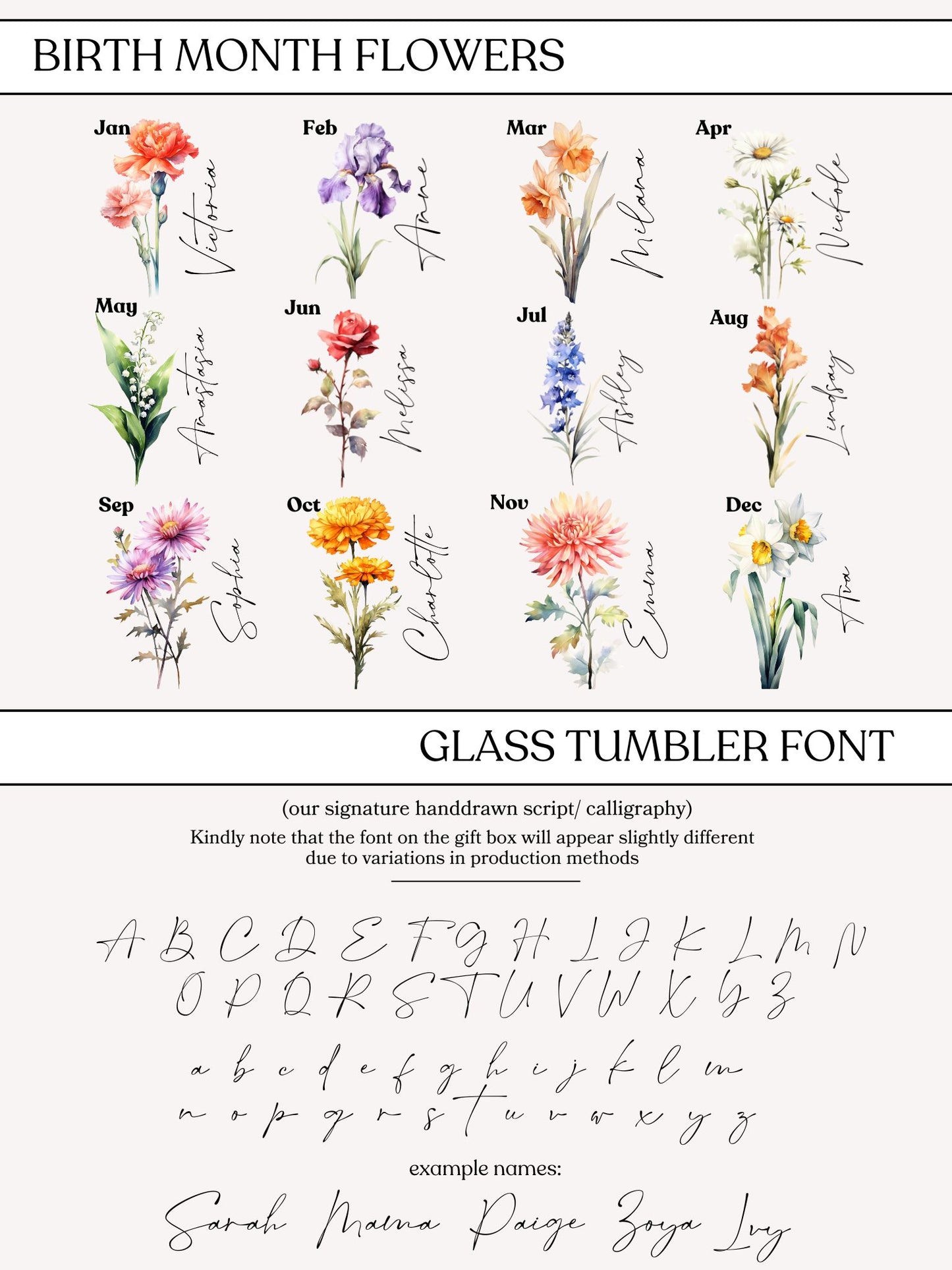 Birth Month Flower Glass Tumbler