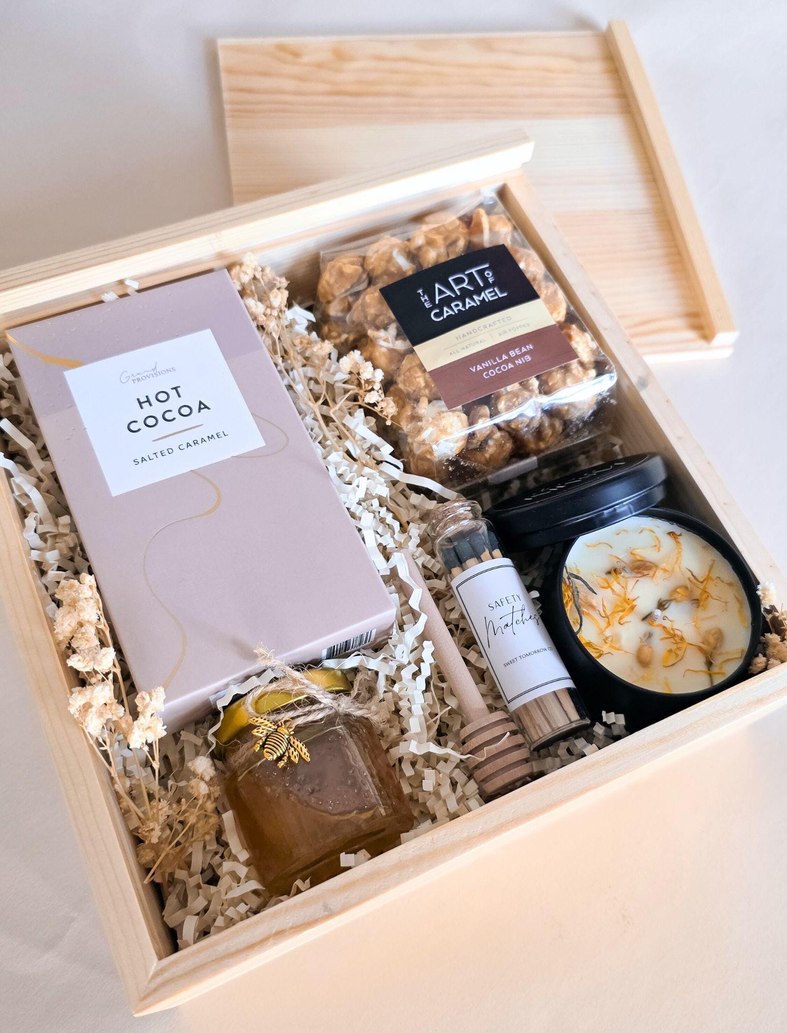 Warm festive wooden box with engraved details perfect meaningful gift for team members or client celebration