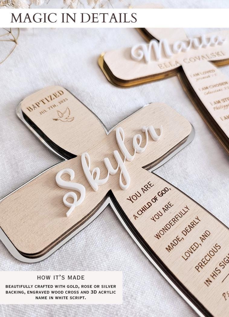 Custom Baptism Mirror Cross