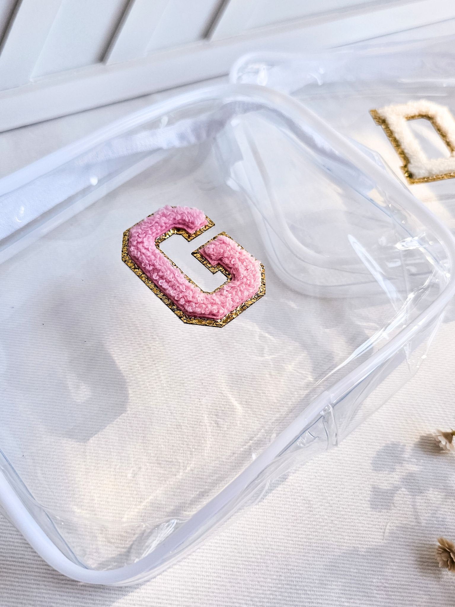 Letter Patch Clear Cosmetic Pouch