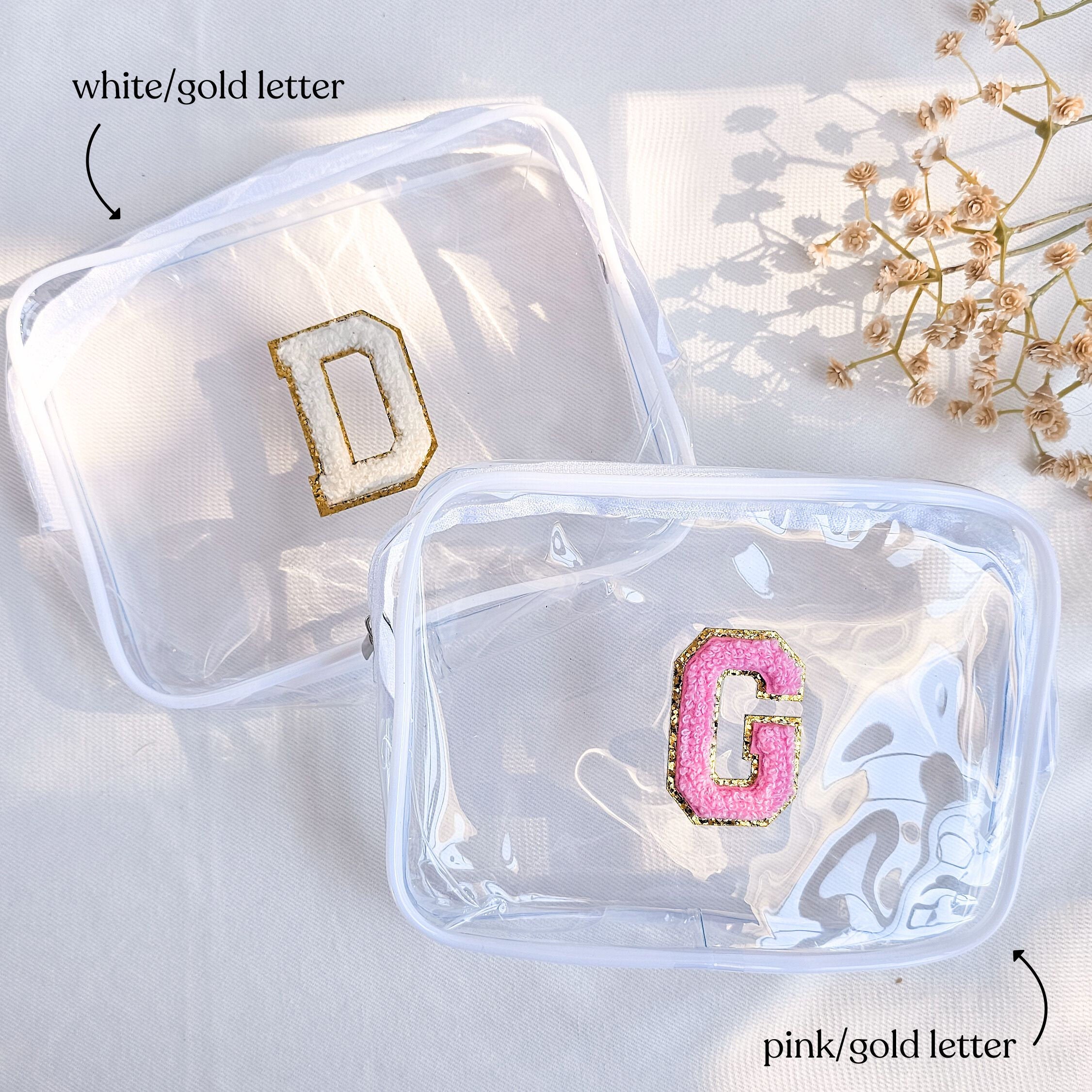 Letter Patch Clear Cosmetic Pouch
