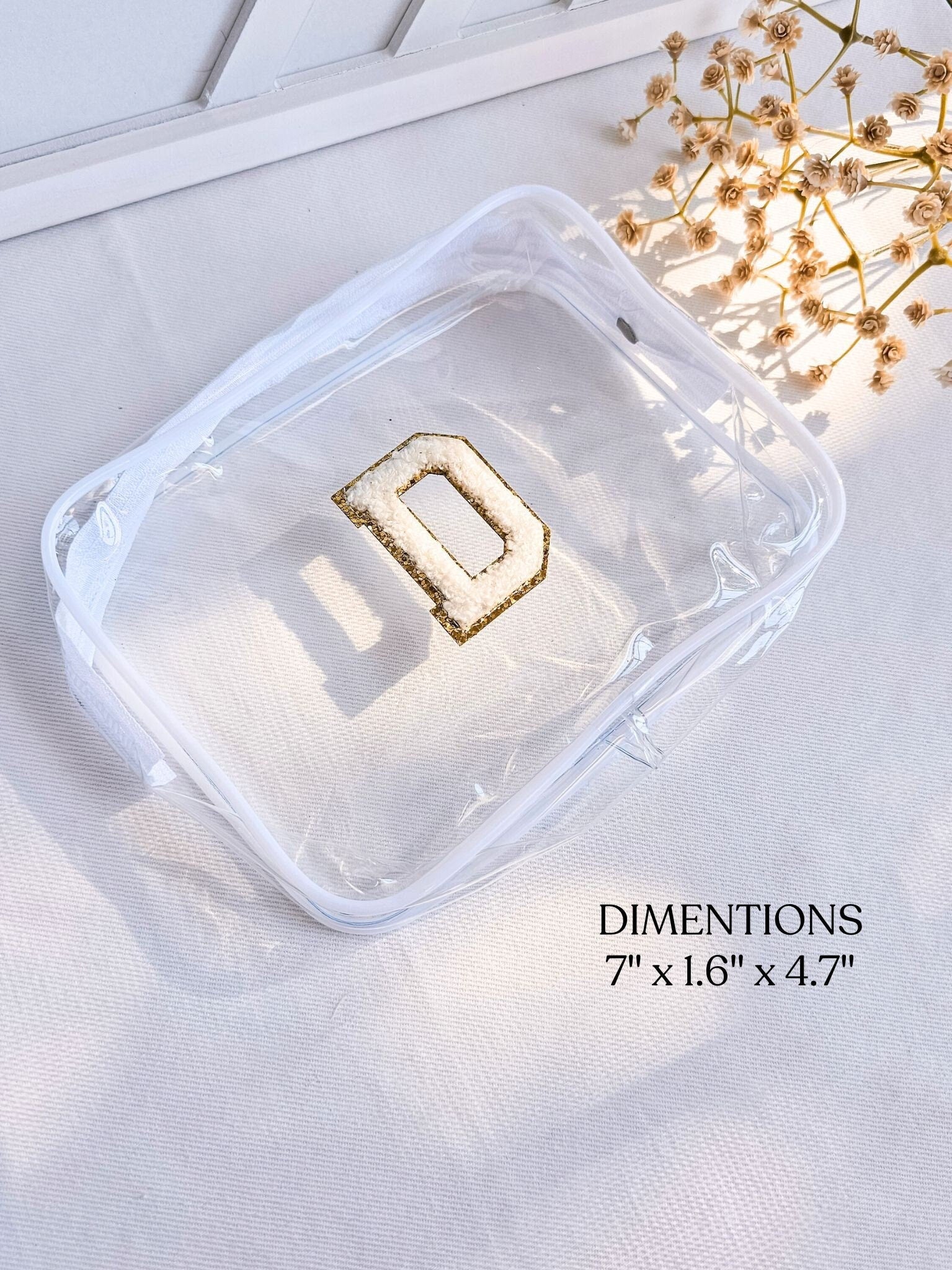 Letter Patch Clear Cosmetic Pouch