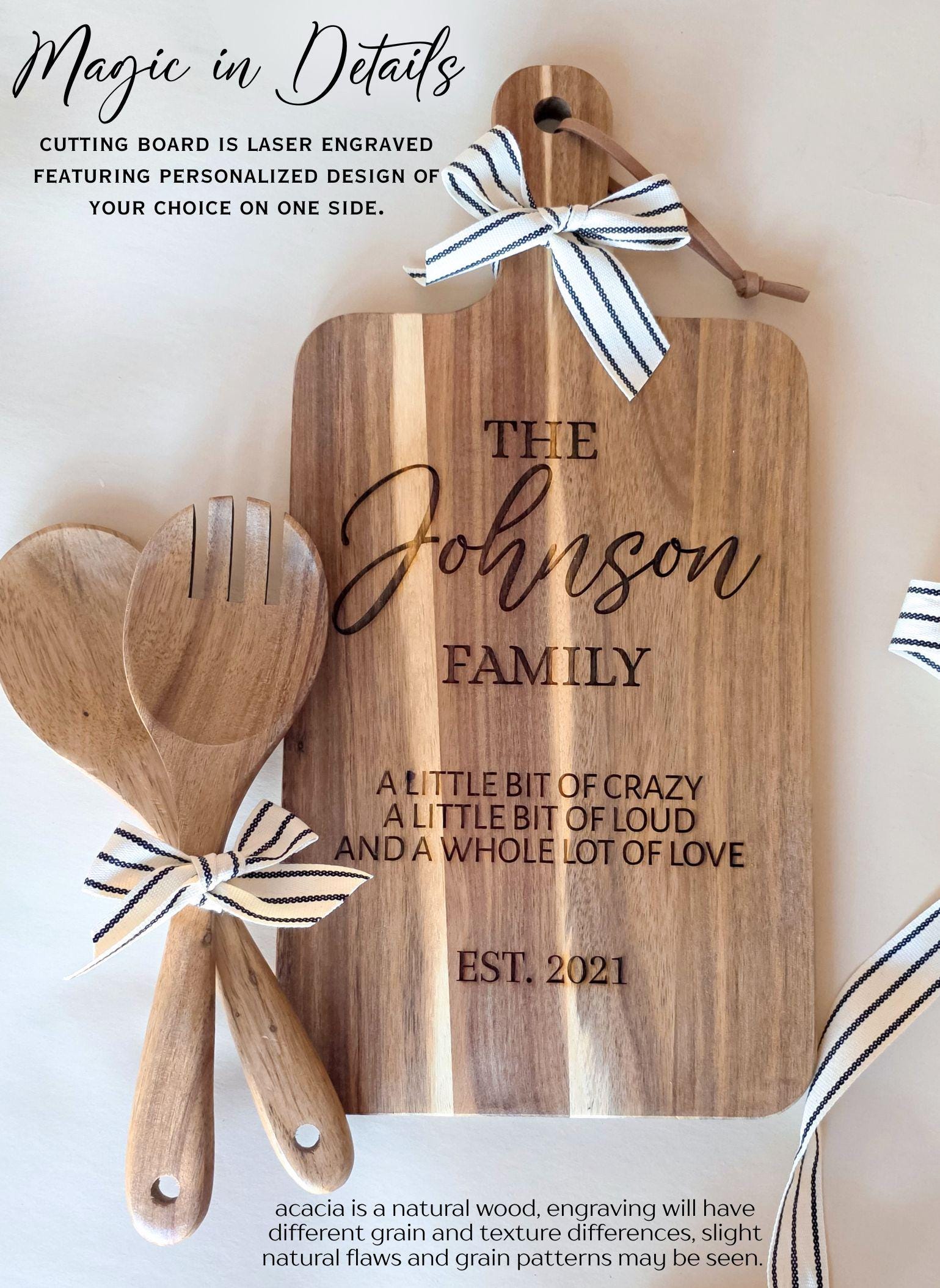 Ready-to-gift new home present—personalized family cutting board set, ideal realtor closing gift