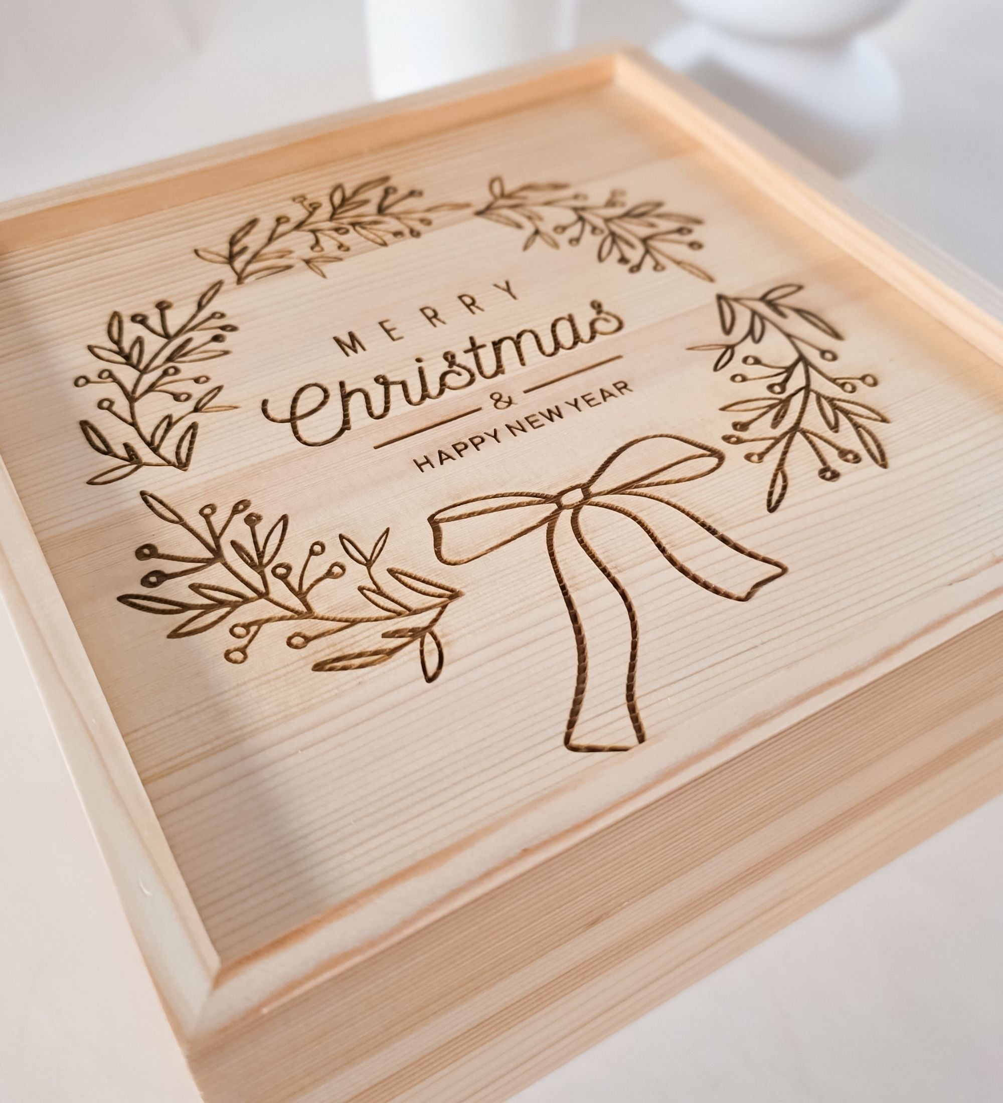 Wooden Christmas Gift Box with Slide Lid