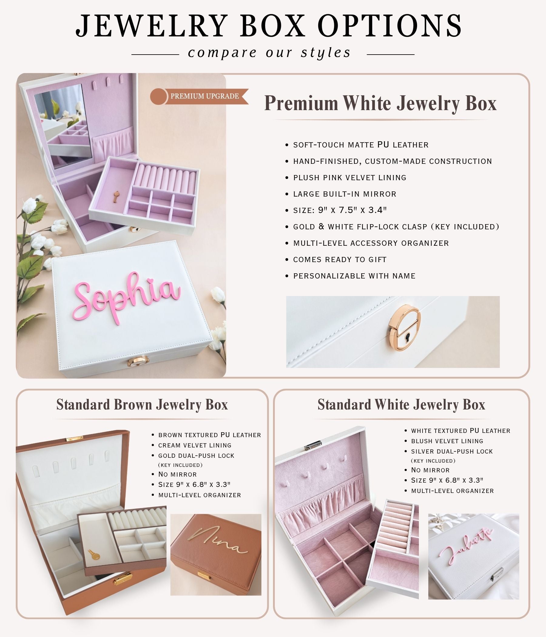 Premium White Personalized Jewelry Organizer