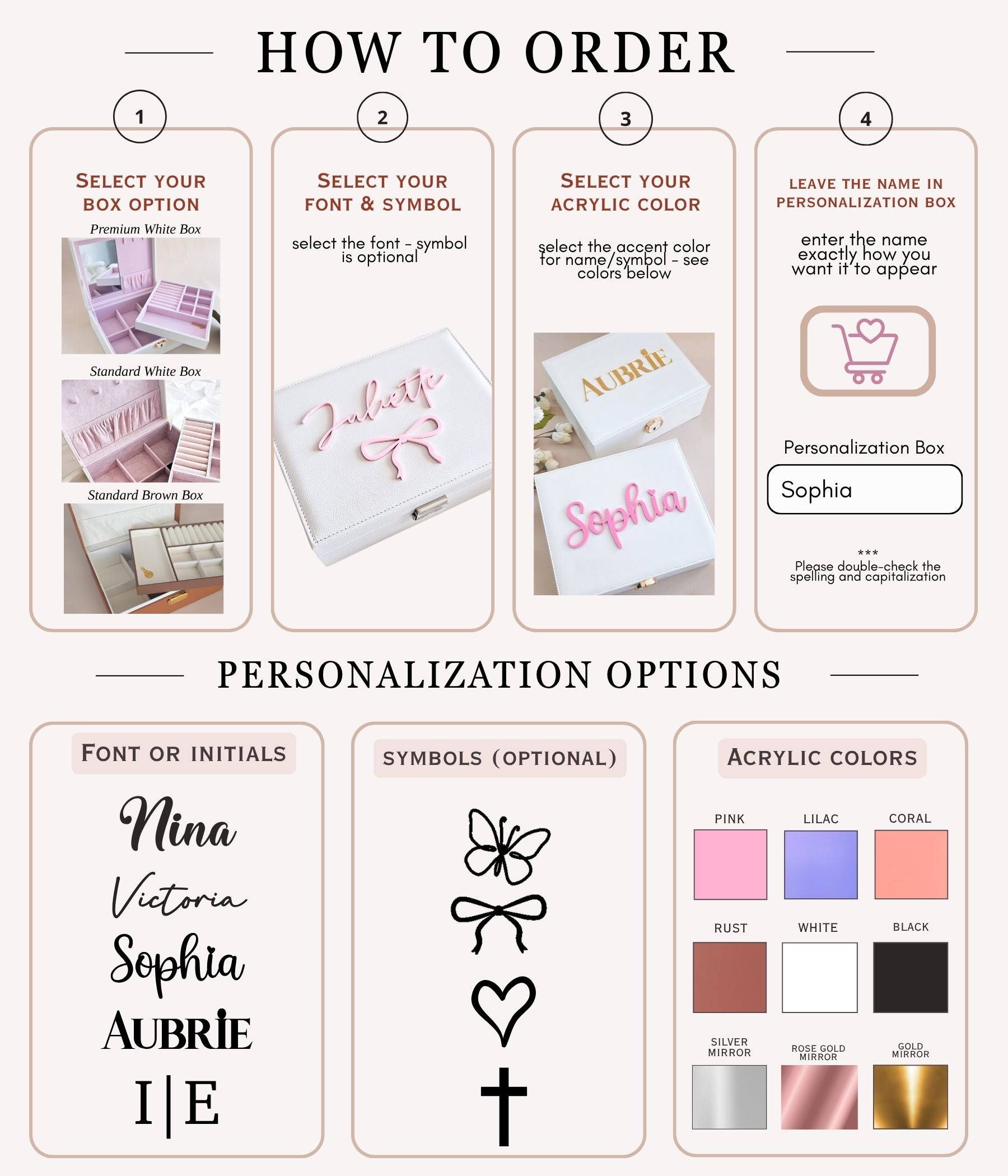 Premium White Personalized Jewelry Organizer