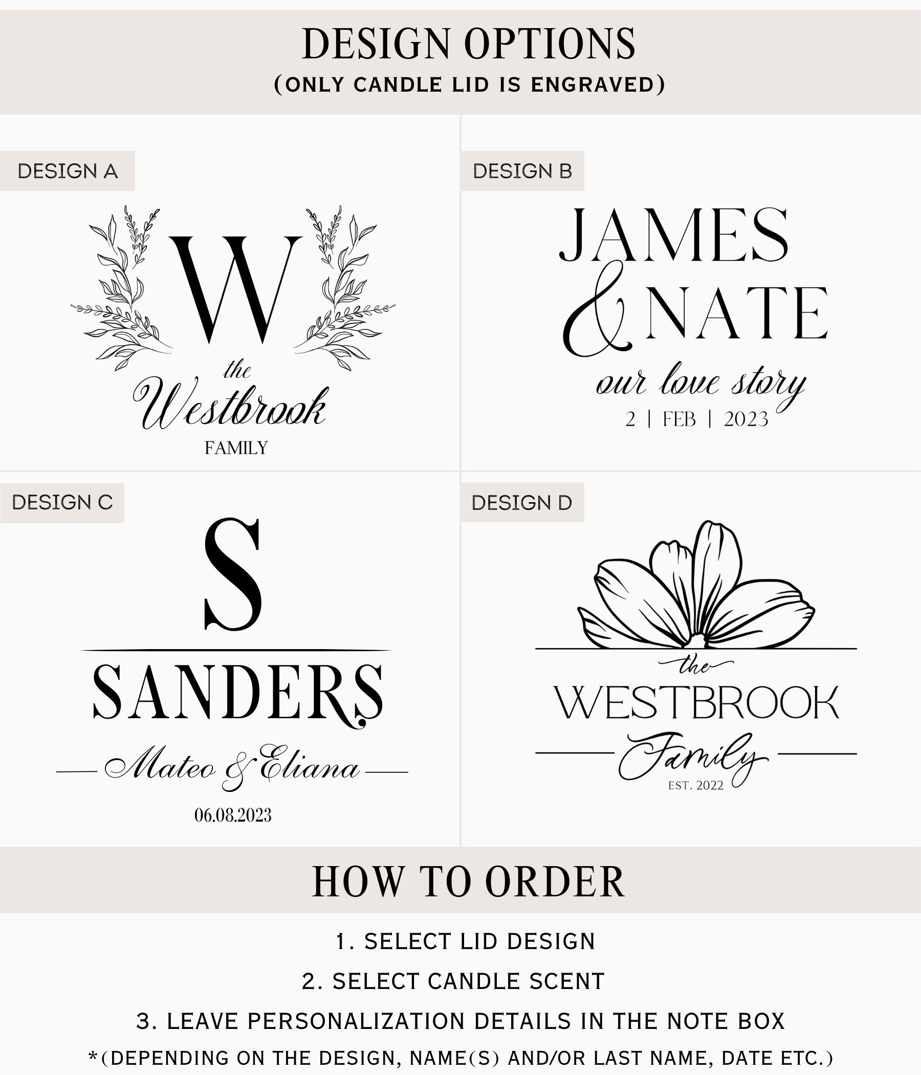 Couples Keepsake Candle Engraved Lid