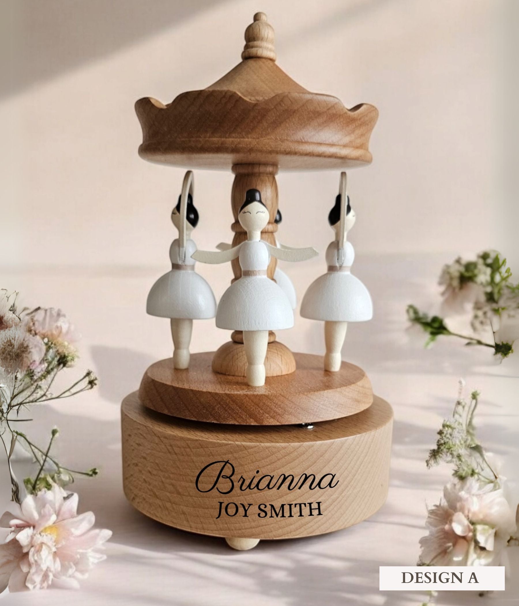 Personalized Wooden Musical Carousel Keepsake