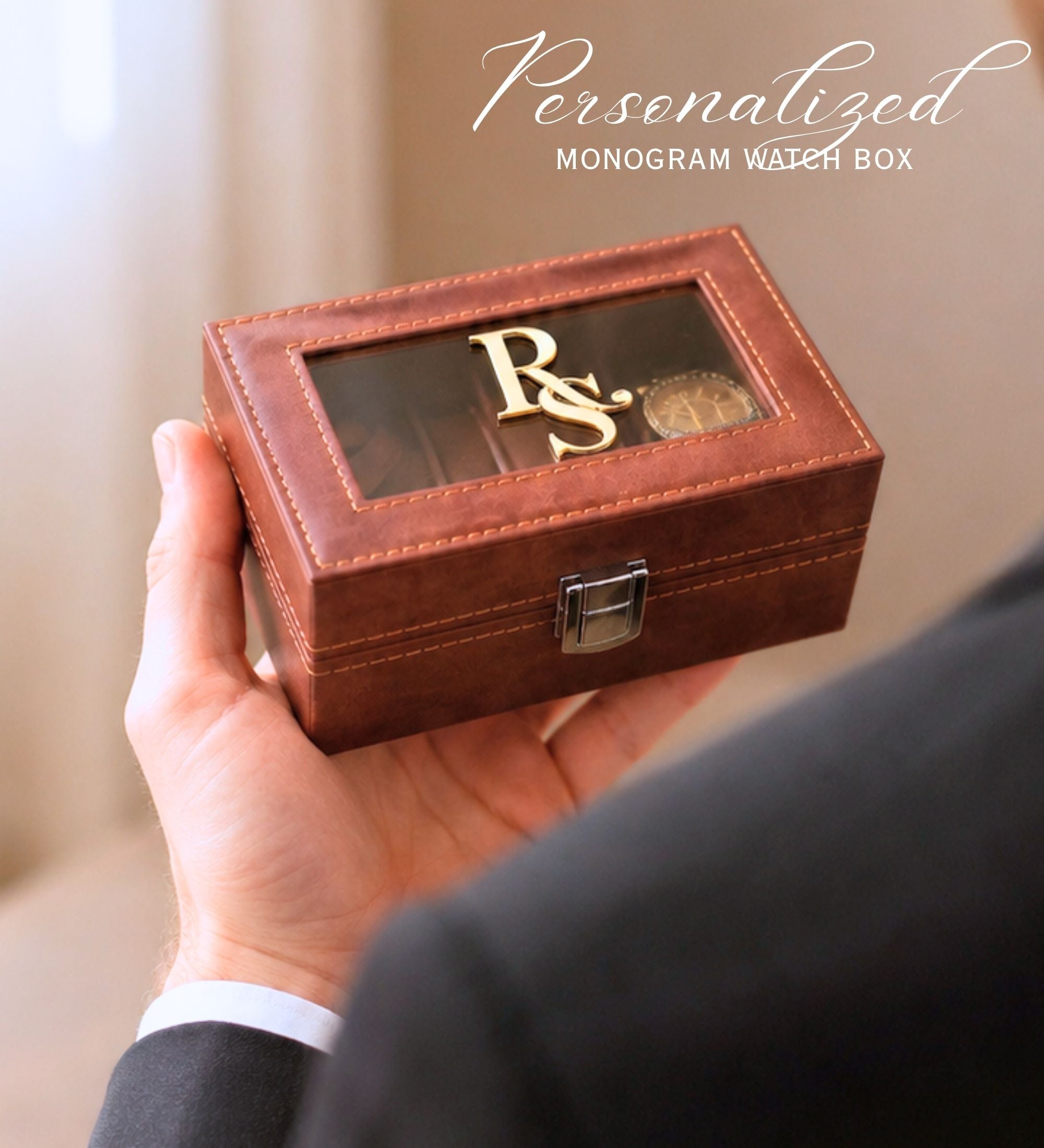 Monogram Leather Watch Box 3 Slot