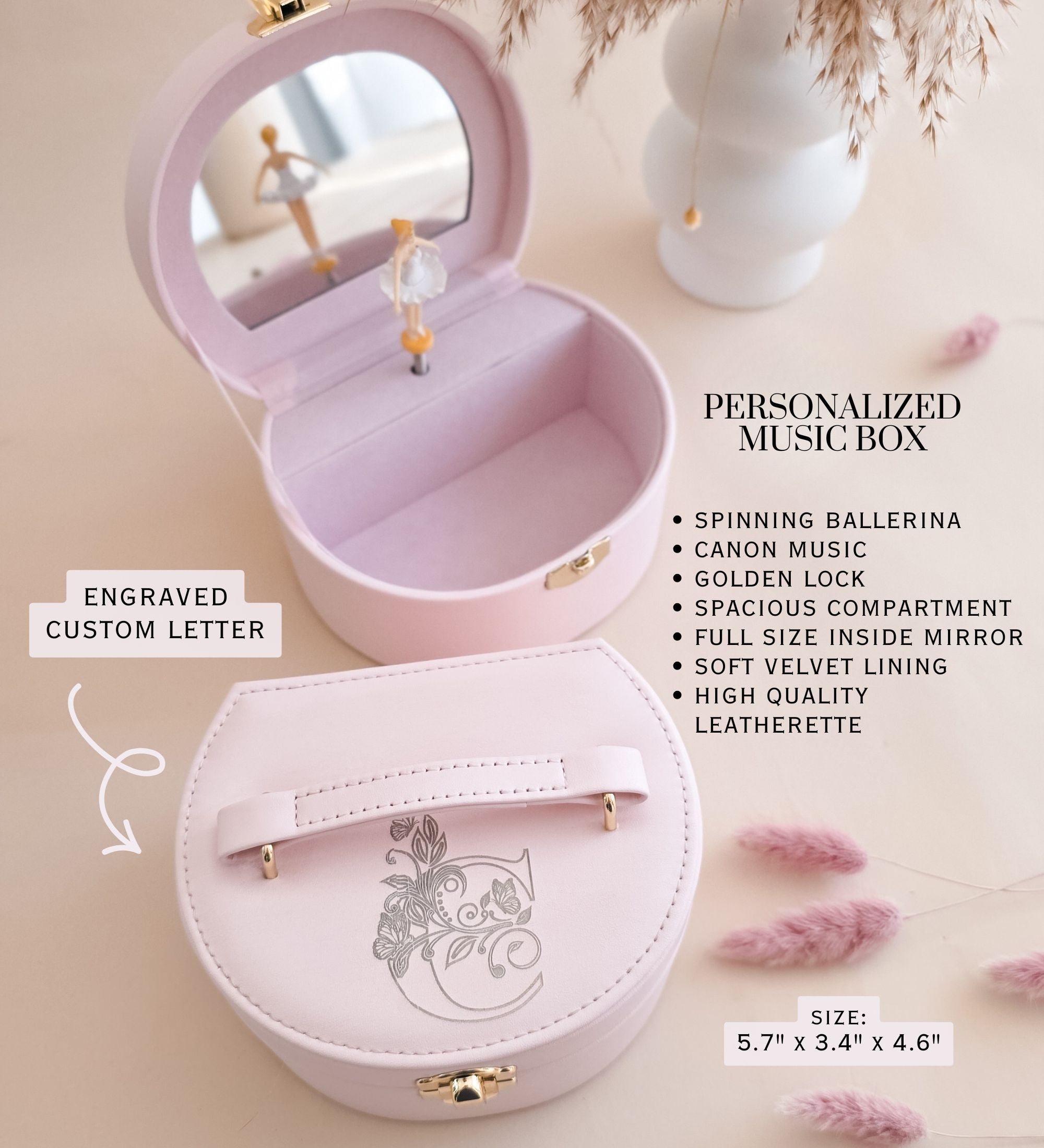 Engraved Musical Ballerina Jewelry Box
