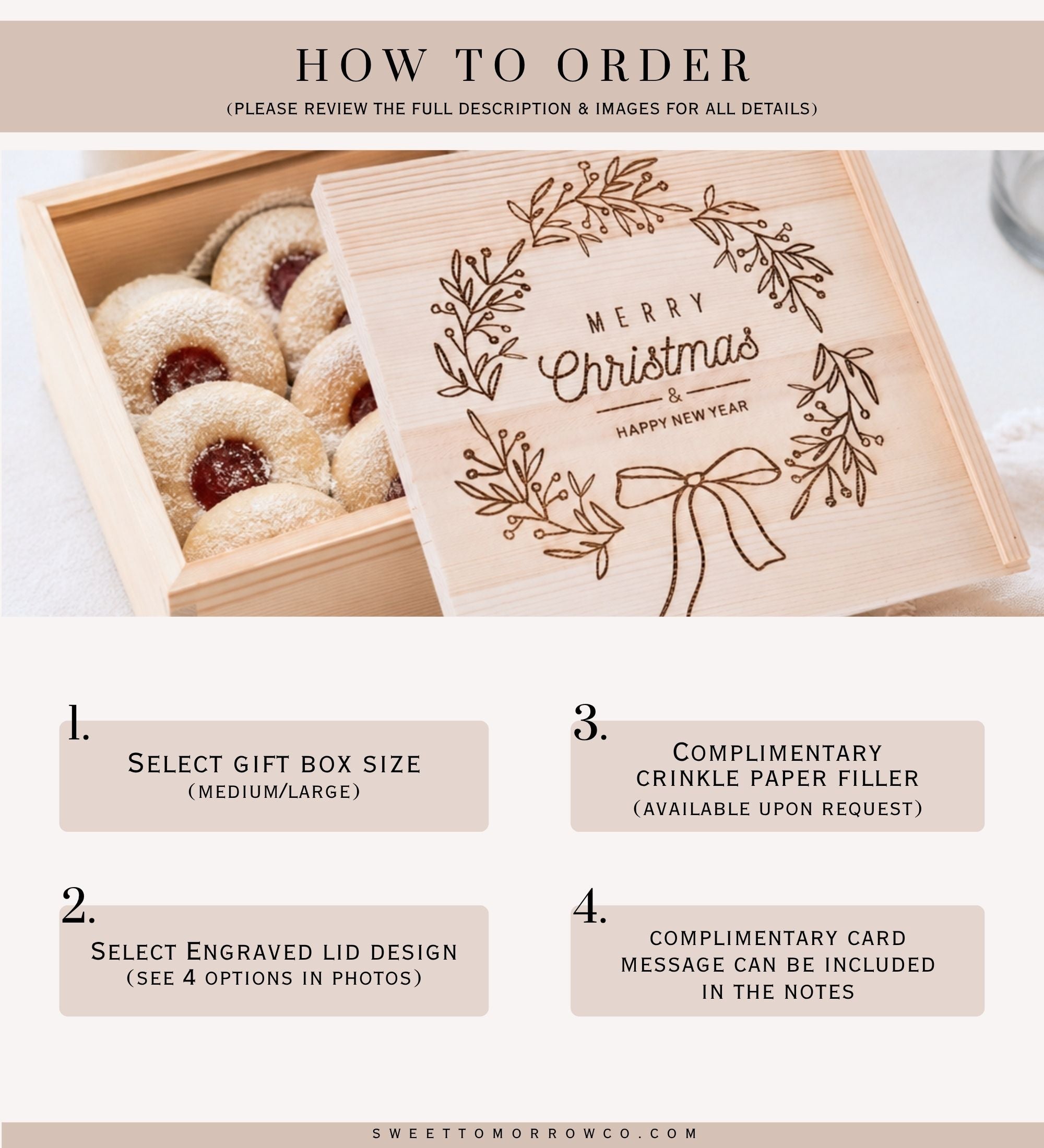 Wooden Christmas Gift Box with Slide Lid