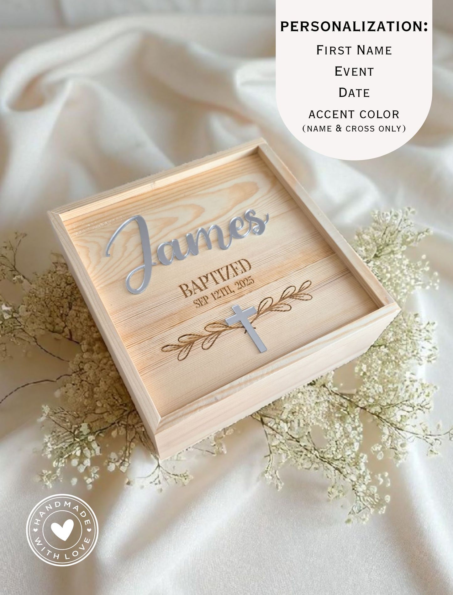 Wooden Baptism Memory Box