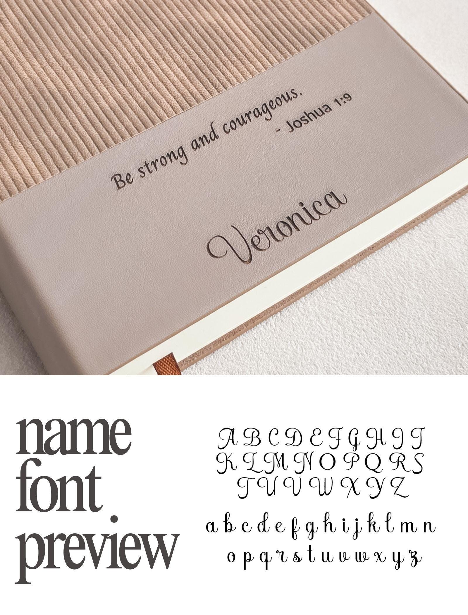 Neutral engraved scripture journal gift for teen girls and women who love prayer journaling