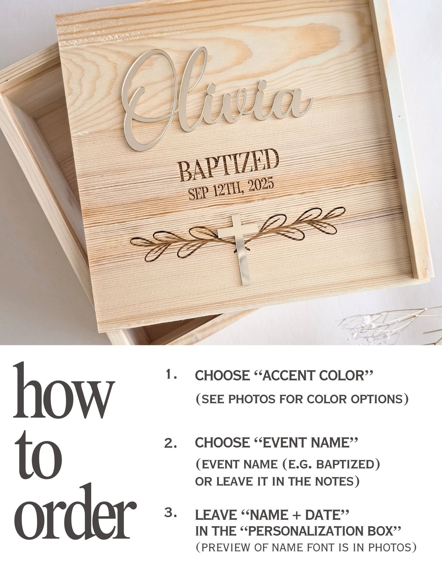 Wooden Baptism Memory Box