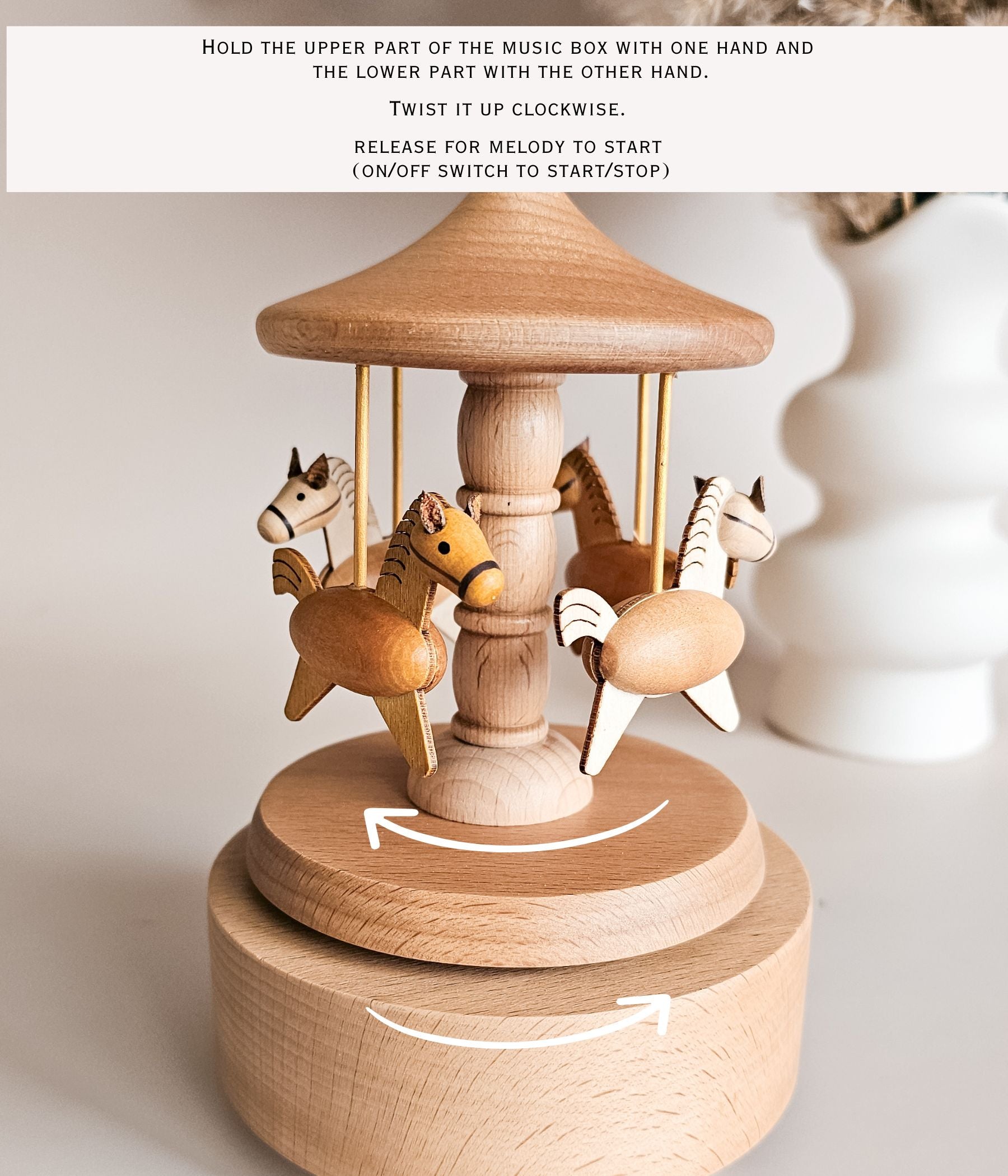 Personalized Wooden Musical Carousel Keepsake