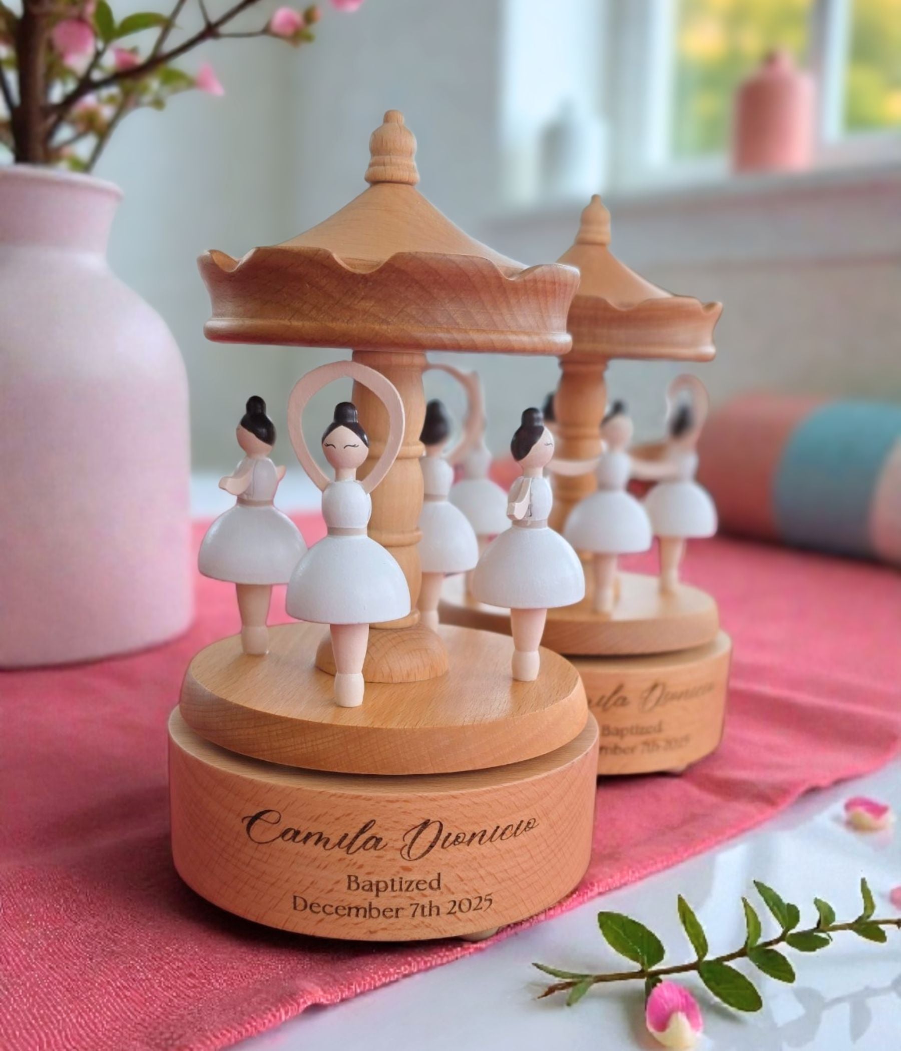 Personalized Wooden Musical Carousel Keepsake