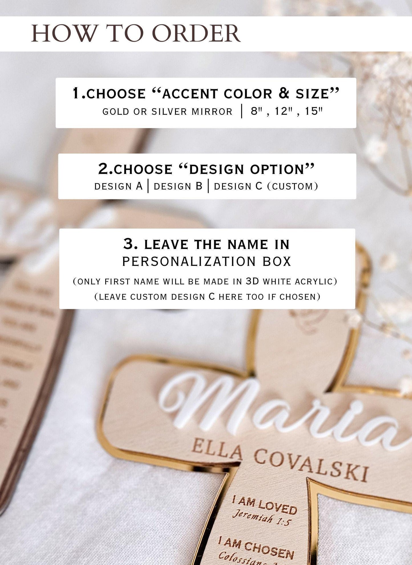 Custom Baptism Mirror Cross