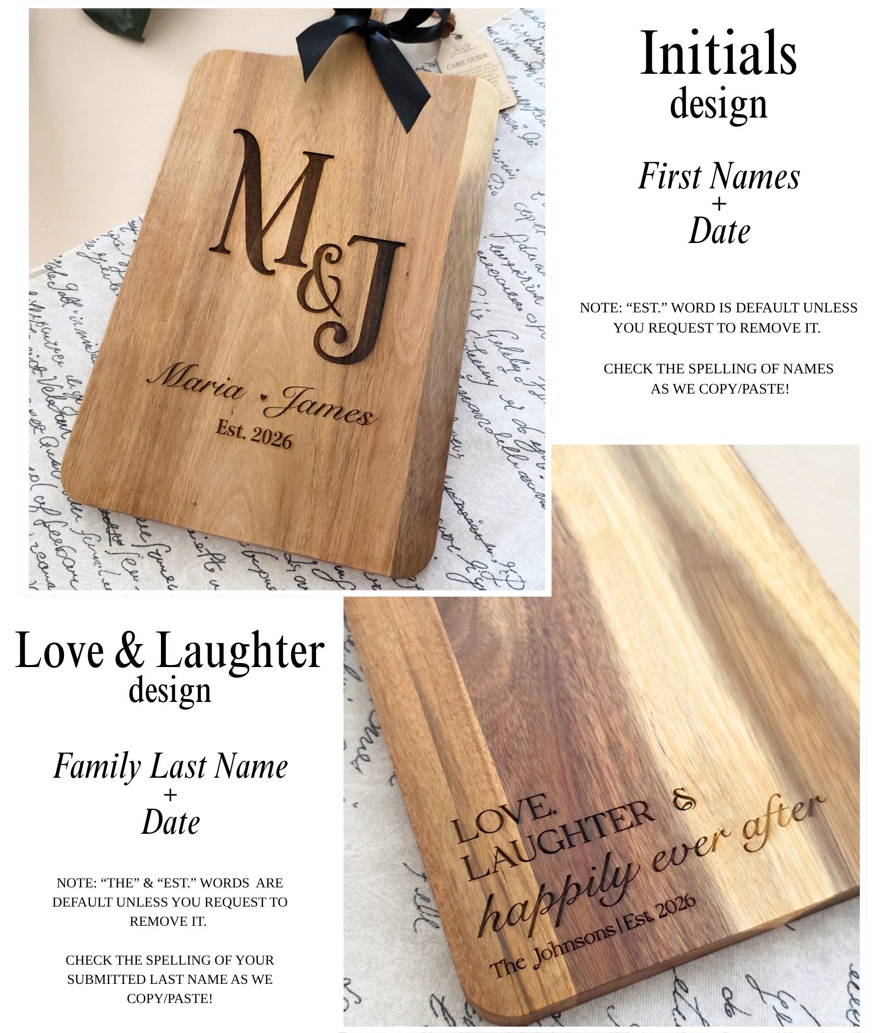 Wedding Acacia Board for Couples
