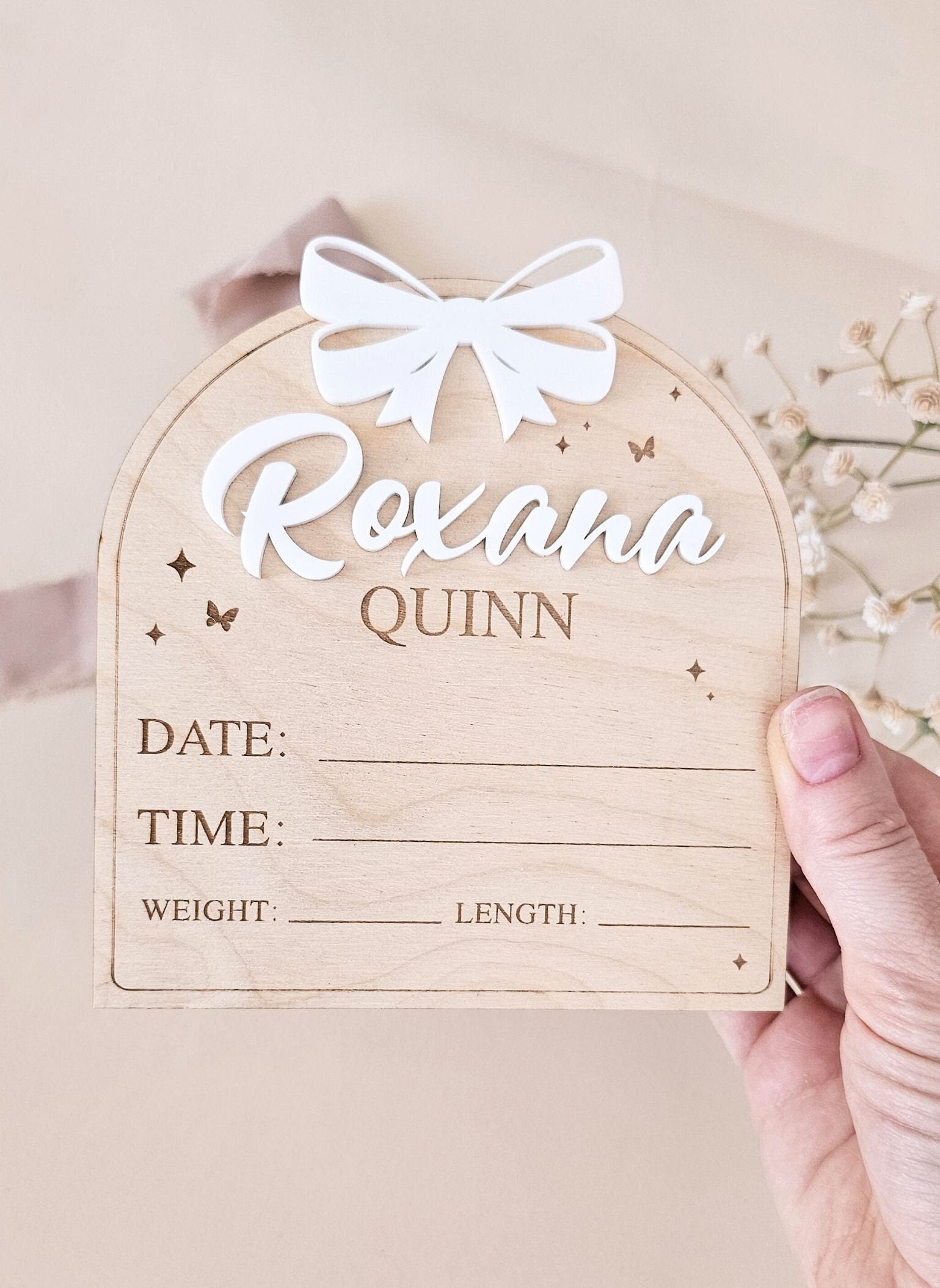 baby girl birth announcement sign wood