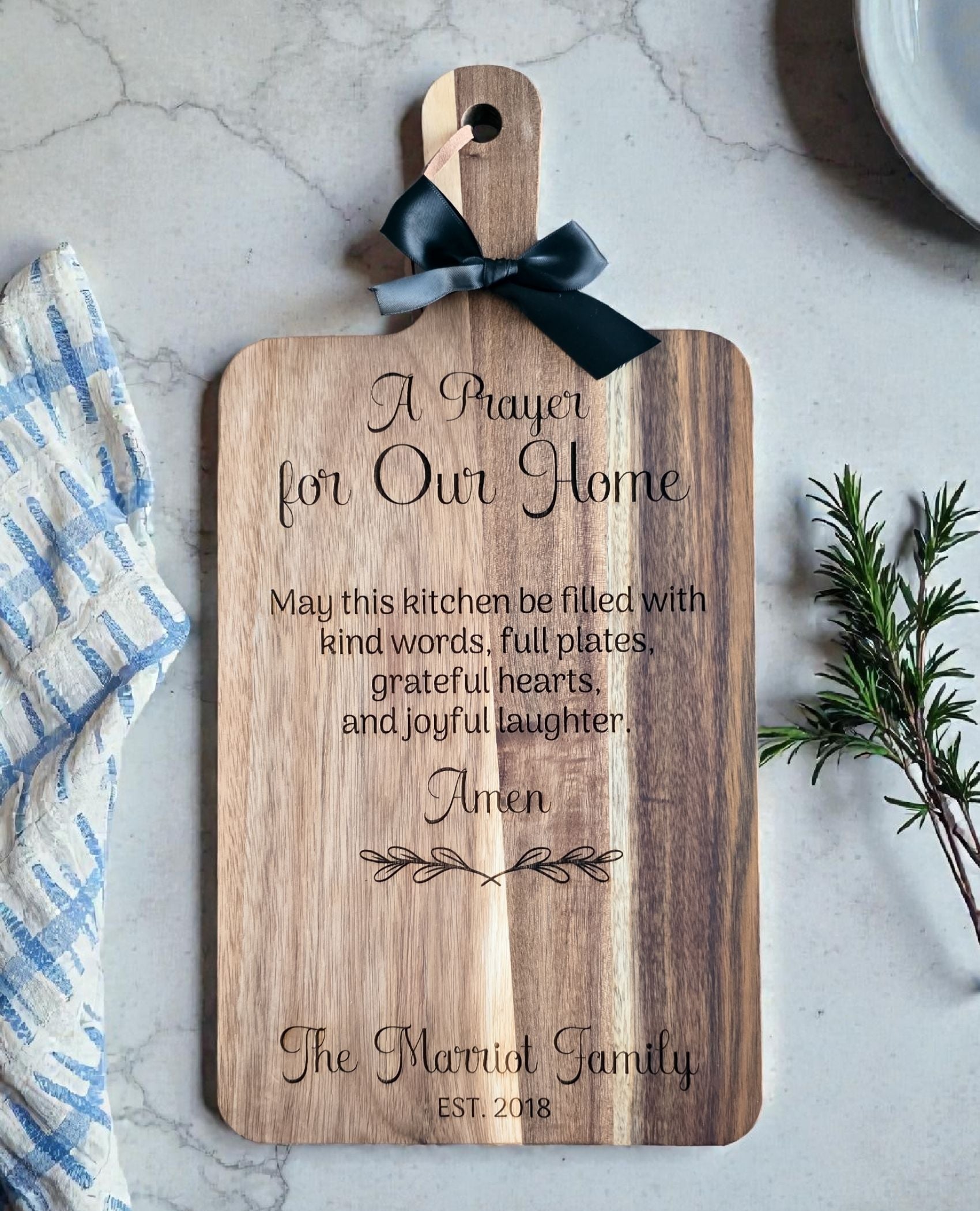 Personalized Prayer Cutting Board for Housewarming & Weddings