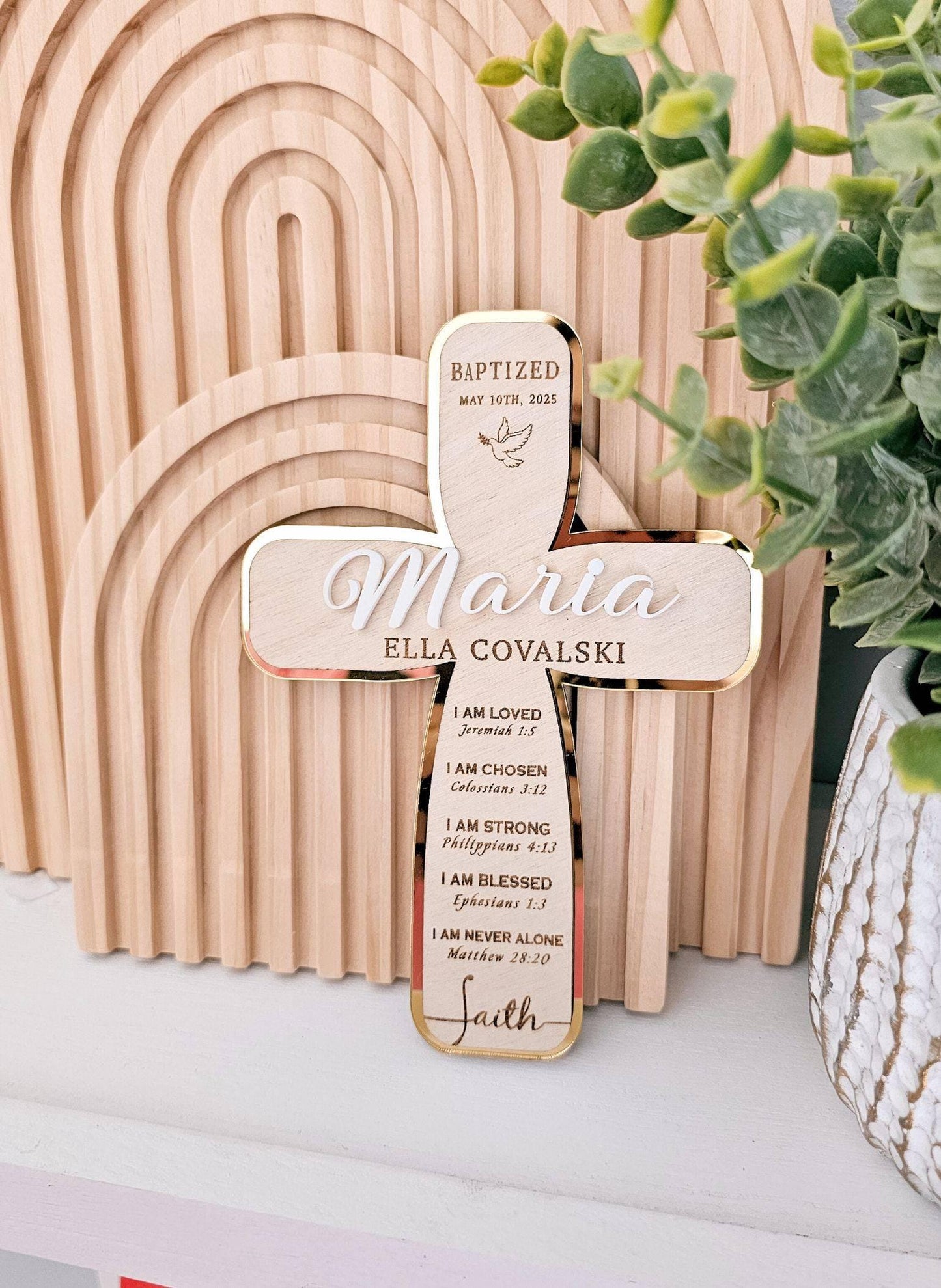 Custom Baptism Mirror Cross